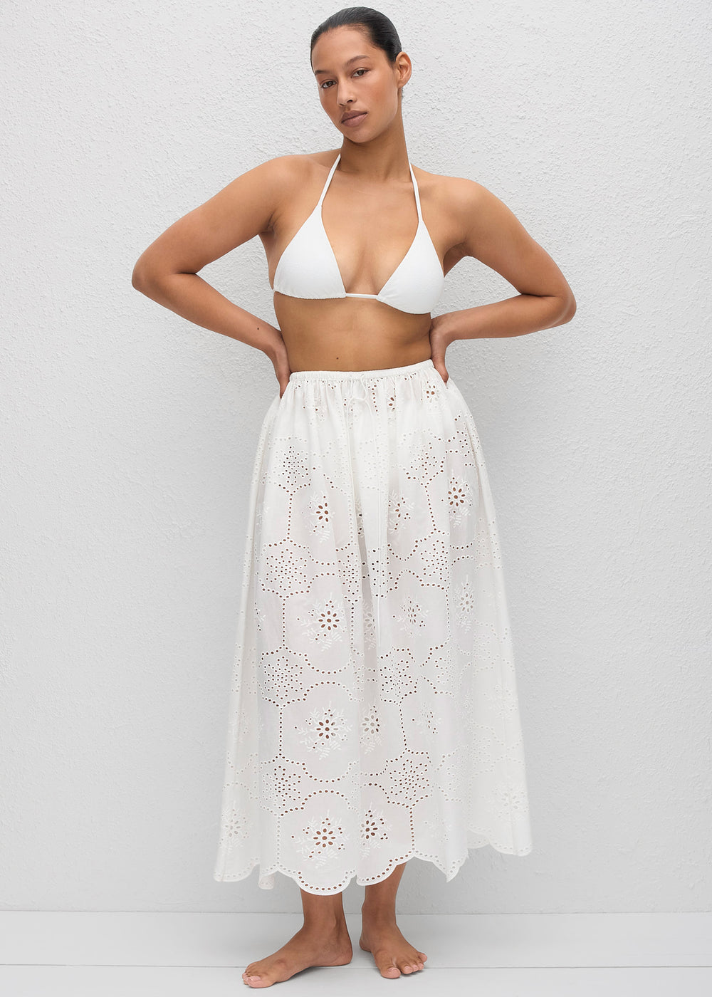 Matteau Broderie Midi Skirt - White