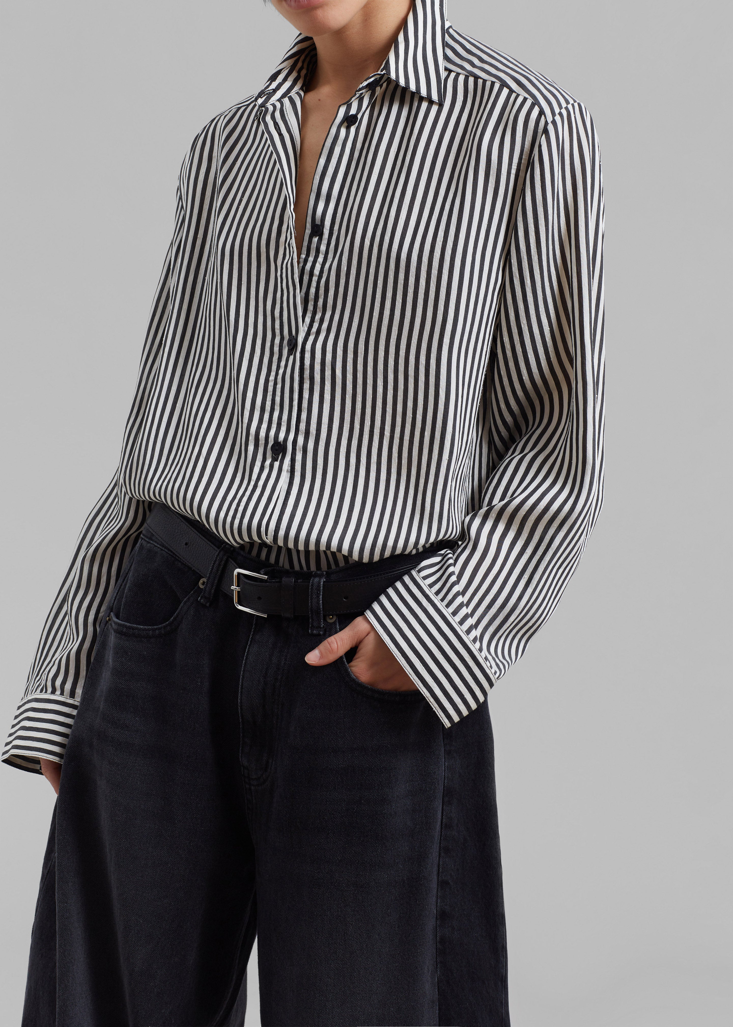 Matteau Classic Contrast Stripe Shirt - Ink Stripe - 3