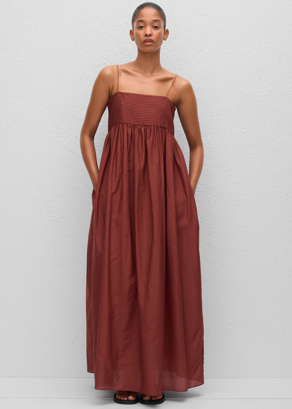 Matteau Empire Pintuck Bodice Dress - Maroc