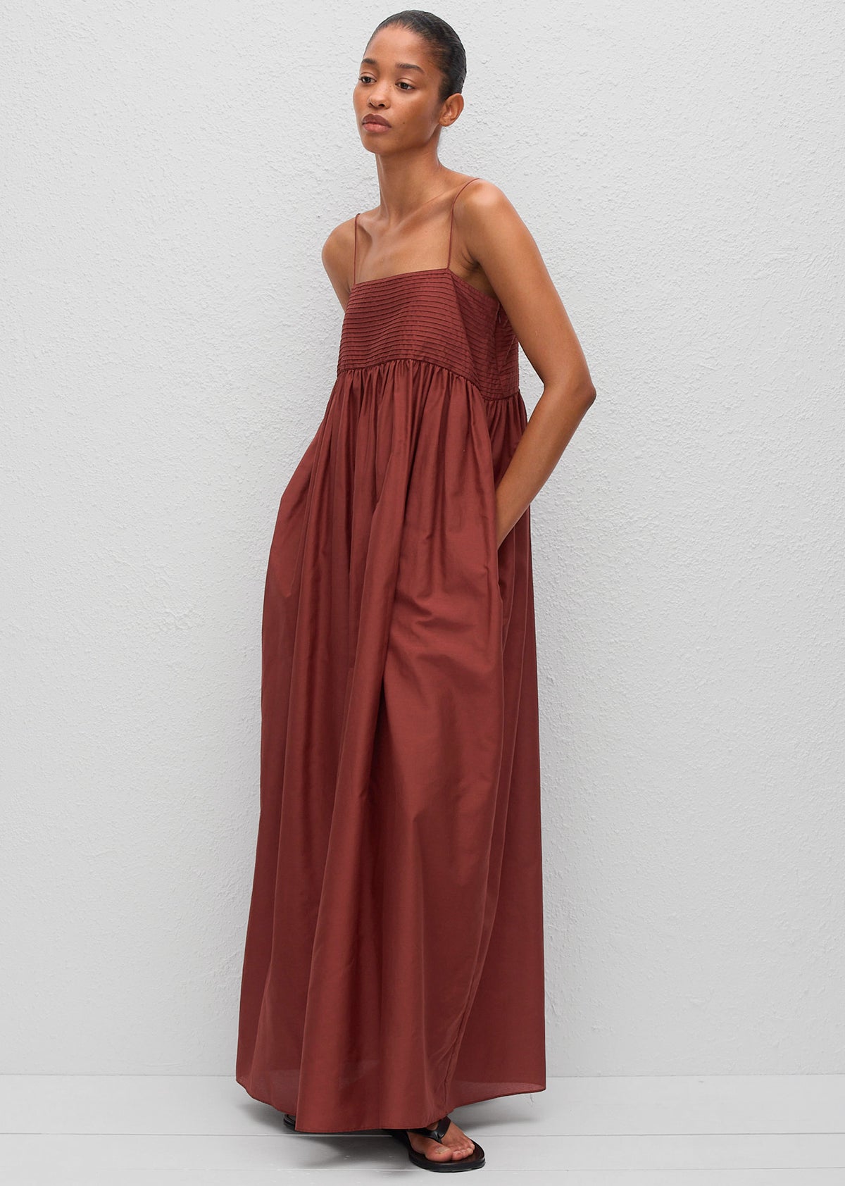 Matteau Empire Pintuck Bodice Dress - Maroc The Frankie Shop Matteau Empire Pintuck Bodice Dress - Maroc The Frankie Shop