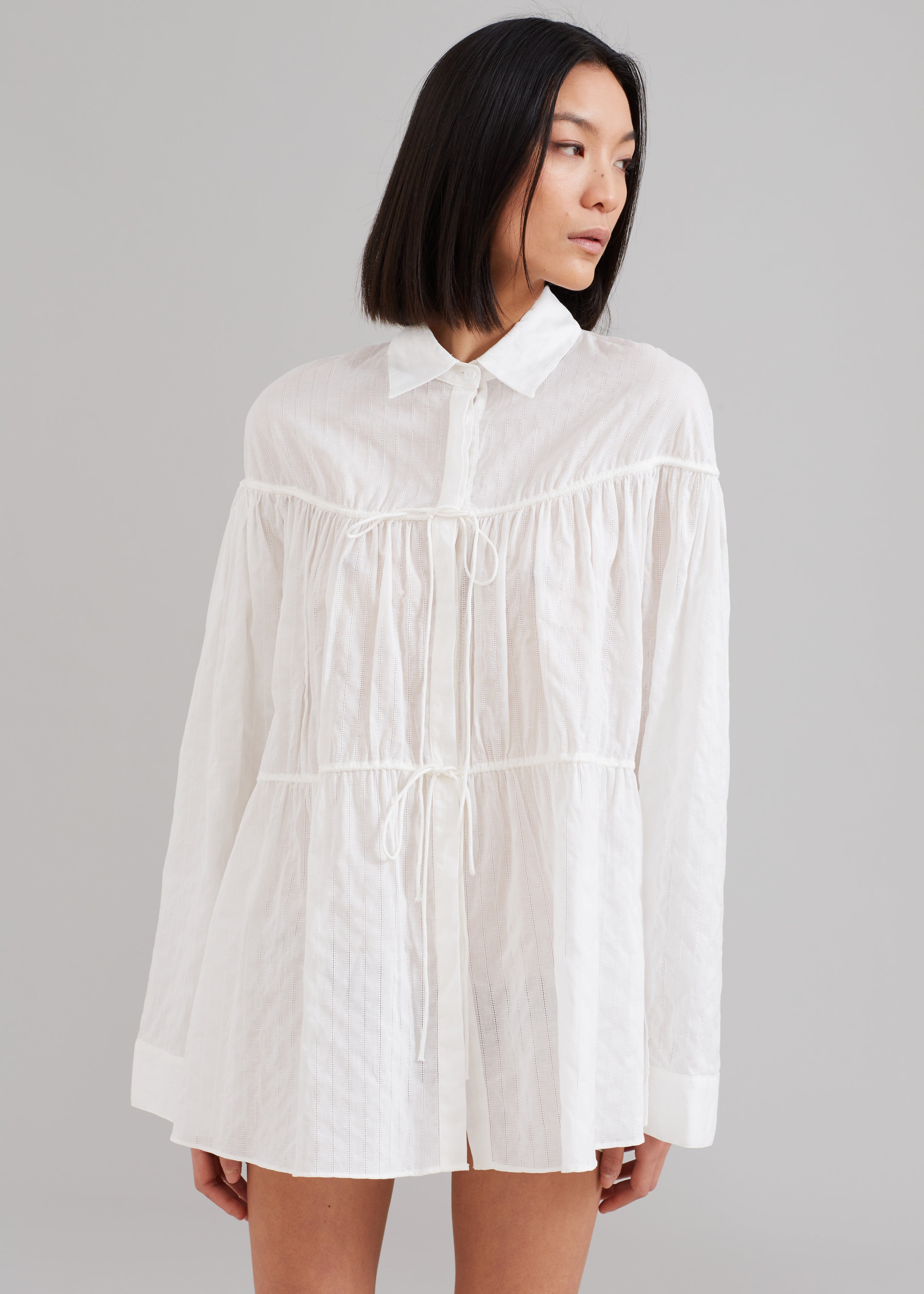 Matteau Embroidered Drawcord Tunic - White - 6