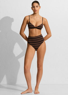 Matteau High Waist Bikini Brief - Nutmeg Stripe