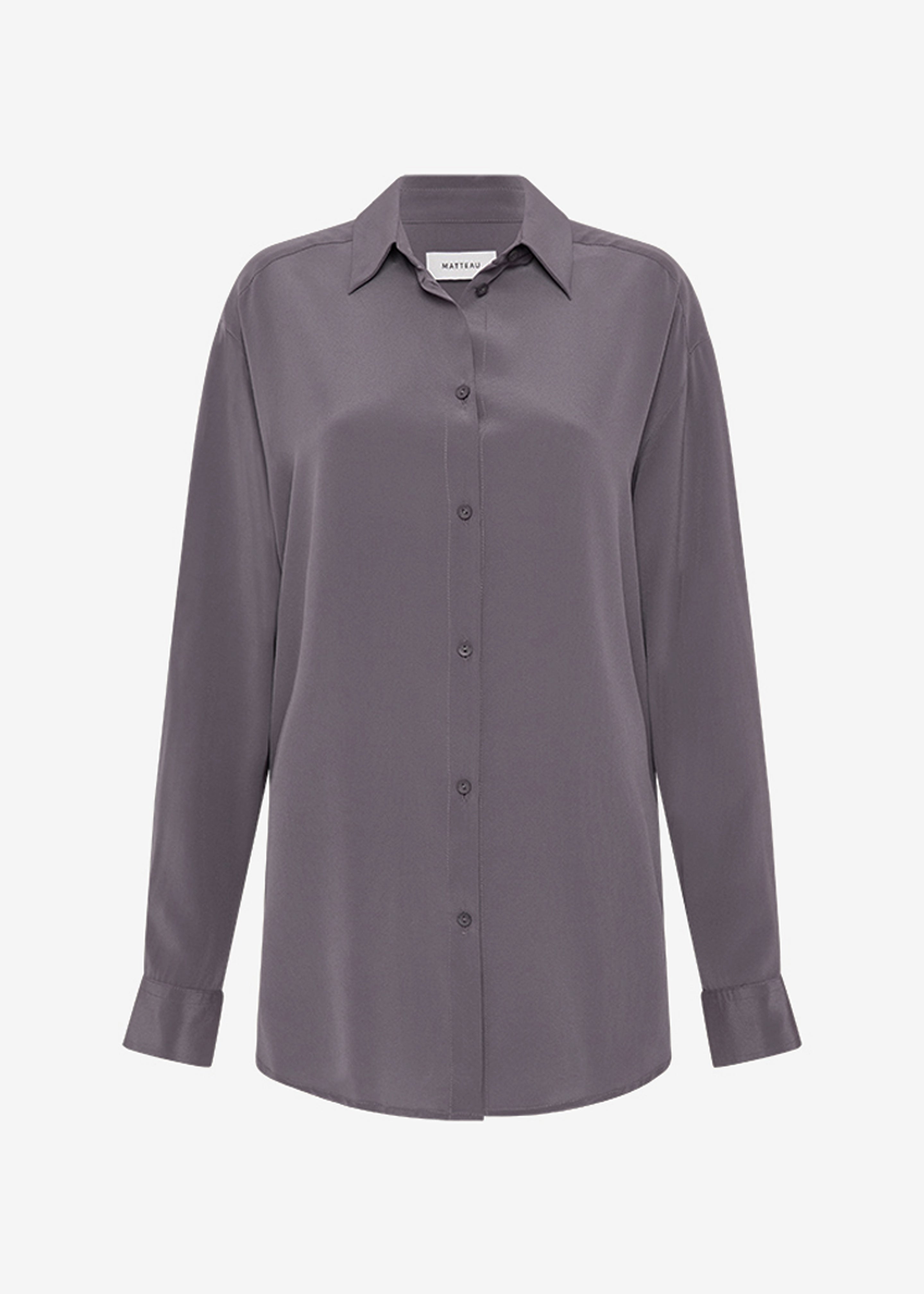 Matteau Long Sleeve Silk Shirt - Slate - 10