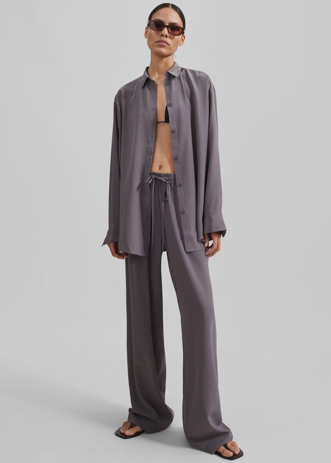 Matteau Long Sleeve Silk Shirt - Slate