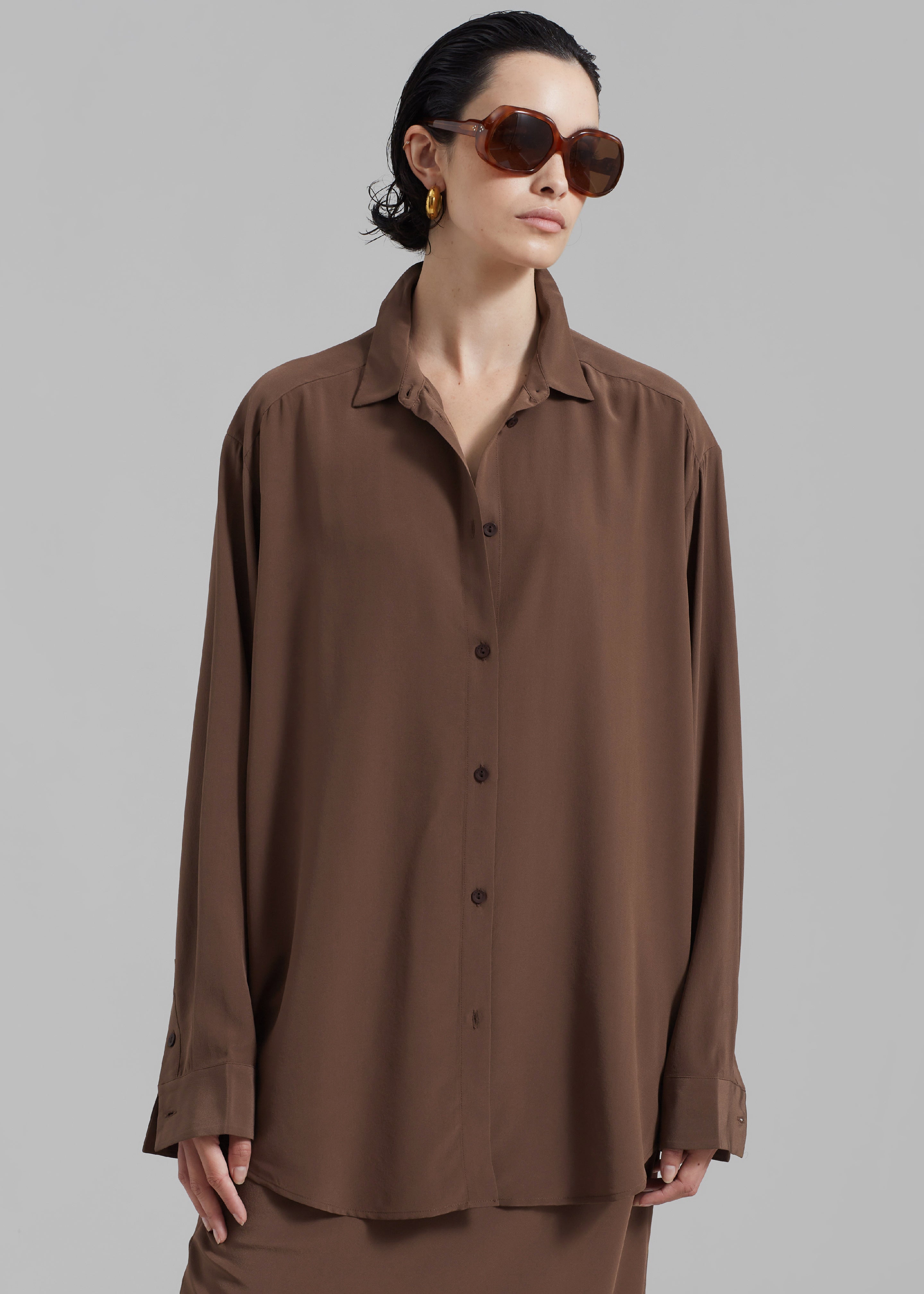 Matteau Long Sleeve Silk Shirt - Sable - 5