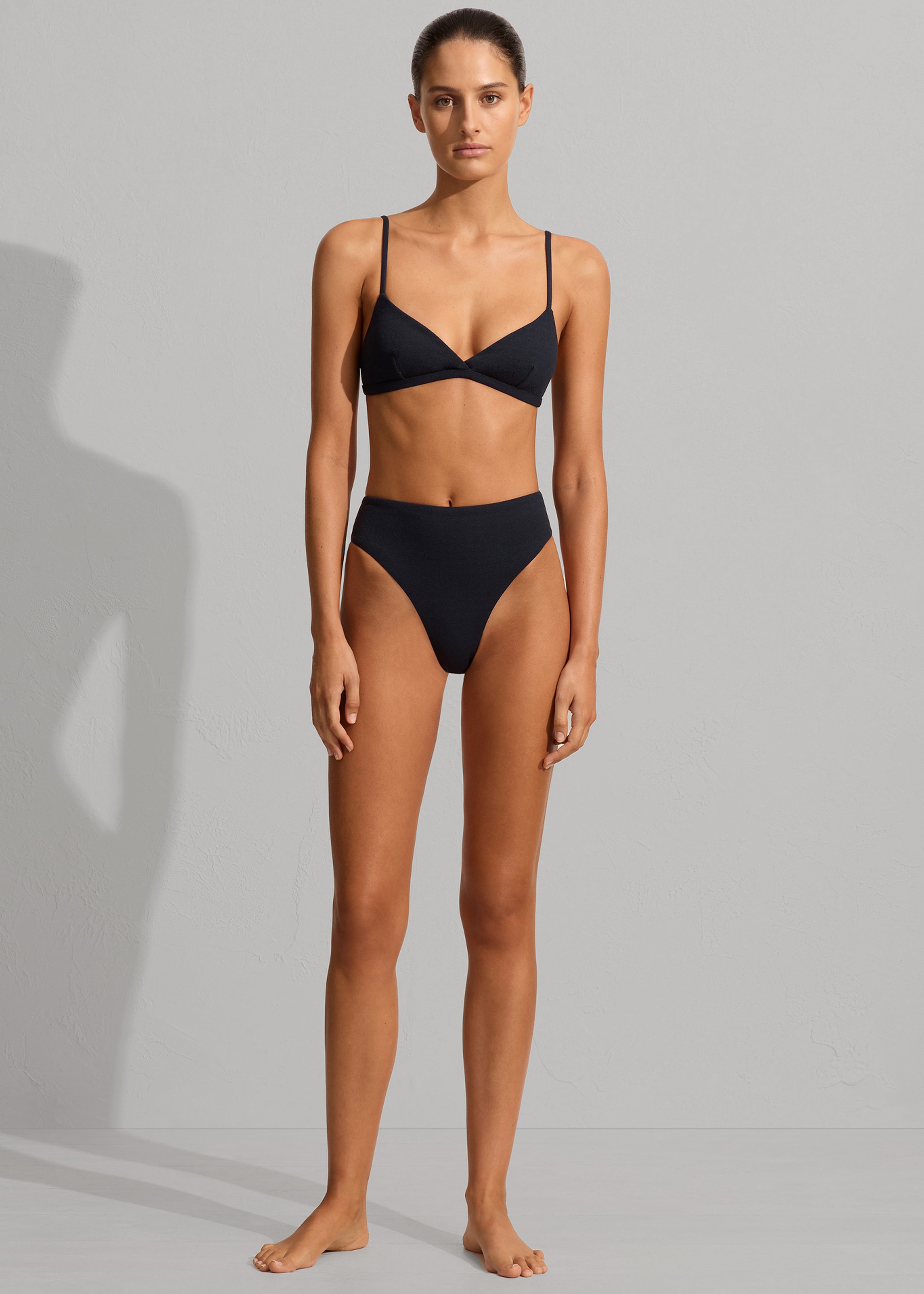 Matteau Nineties High Waist Bikini Brief - Navy Crinkle - 4