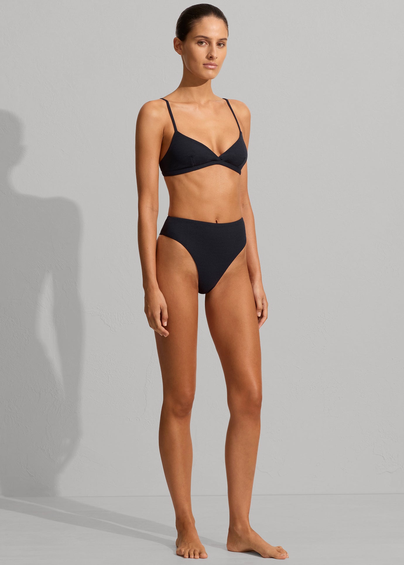 Matteau Nineties High Waist Bikini Brief - Navy Crinkle - 1