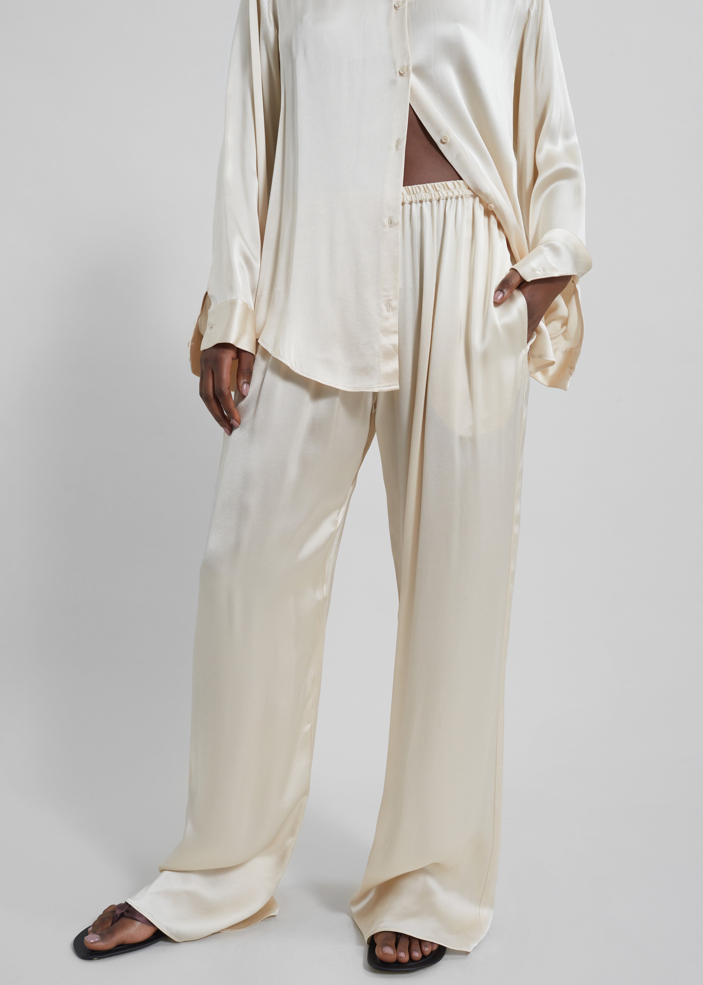 Matteau Relaxed Satin Pant - Ivory - 2