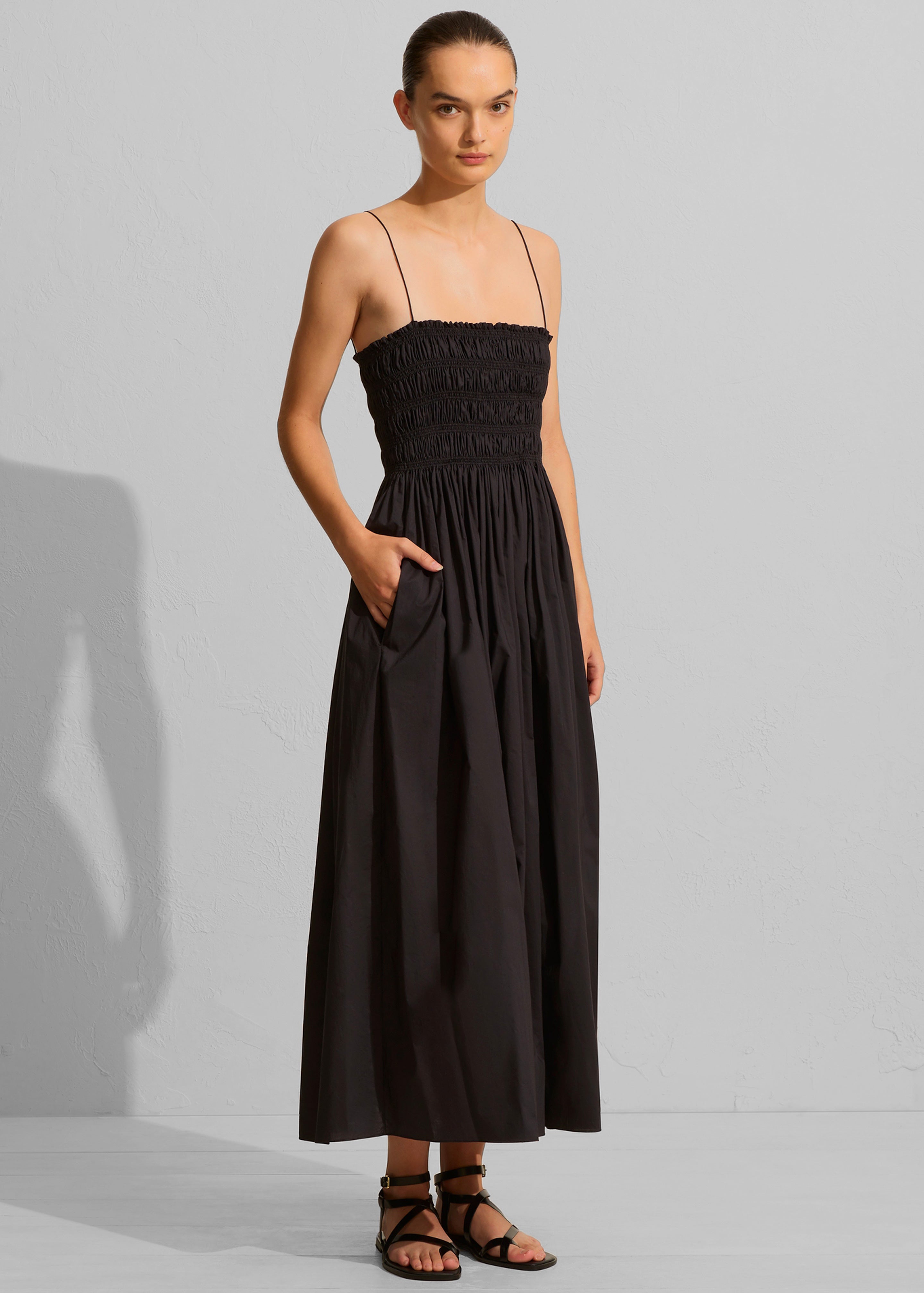 Matteau Shirred Bodice Dress - Black - 2