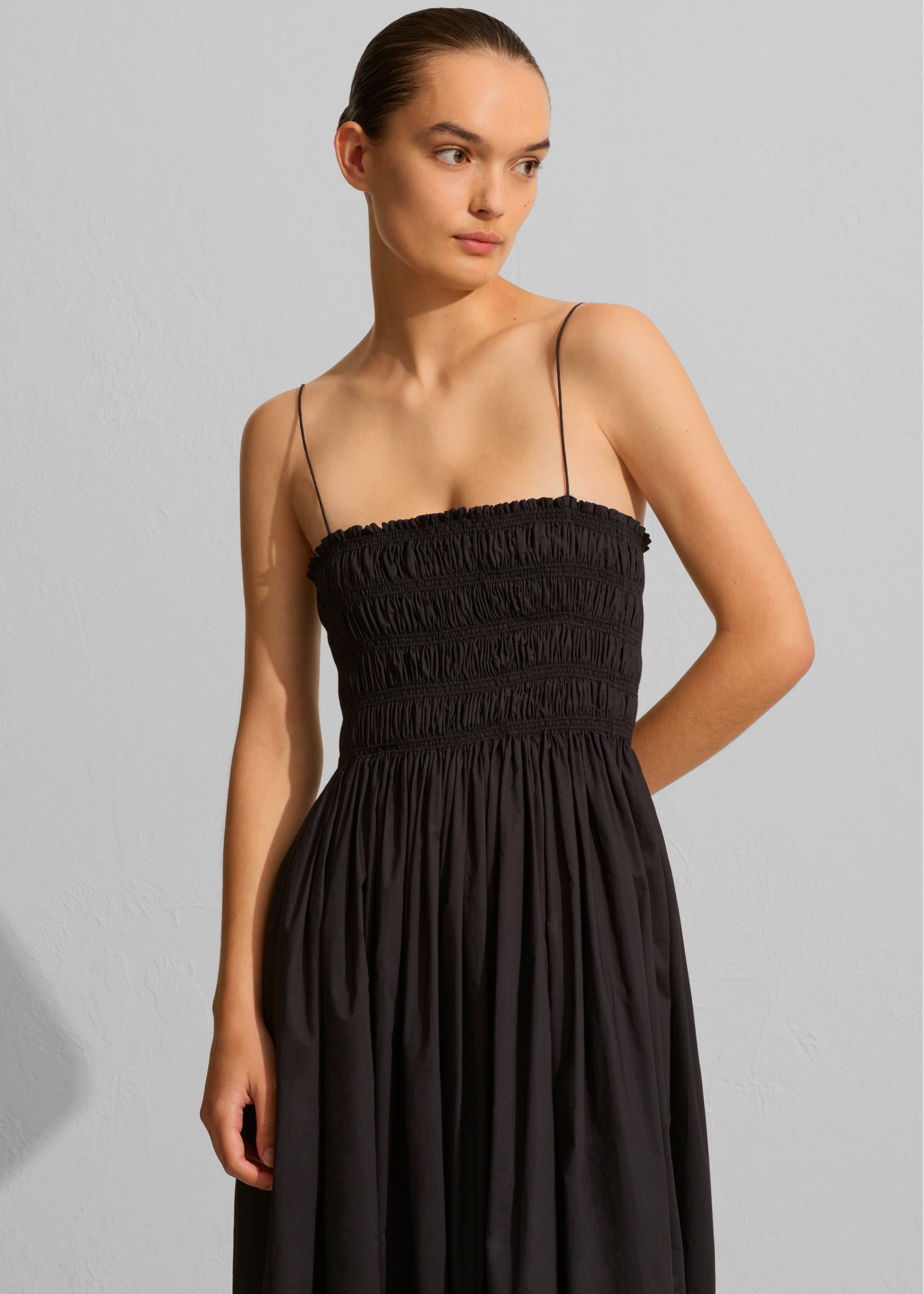 Matteau Shirred Bodice Dress - Black - 1