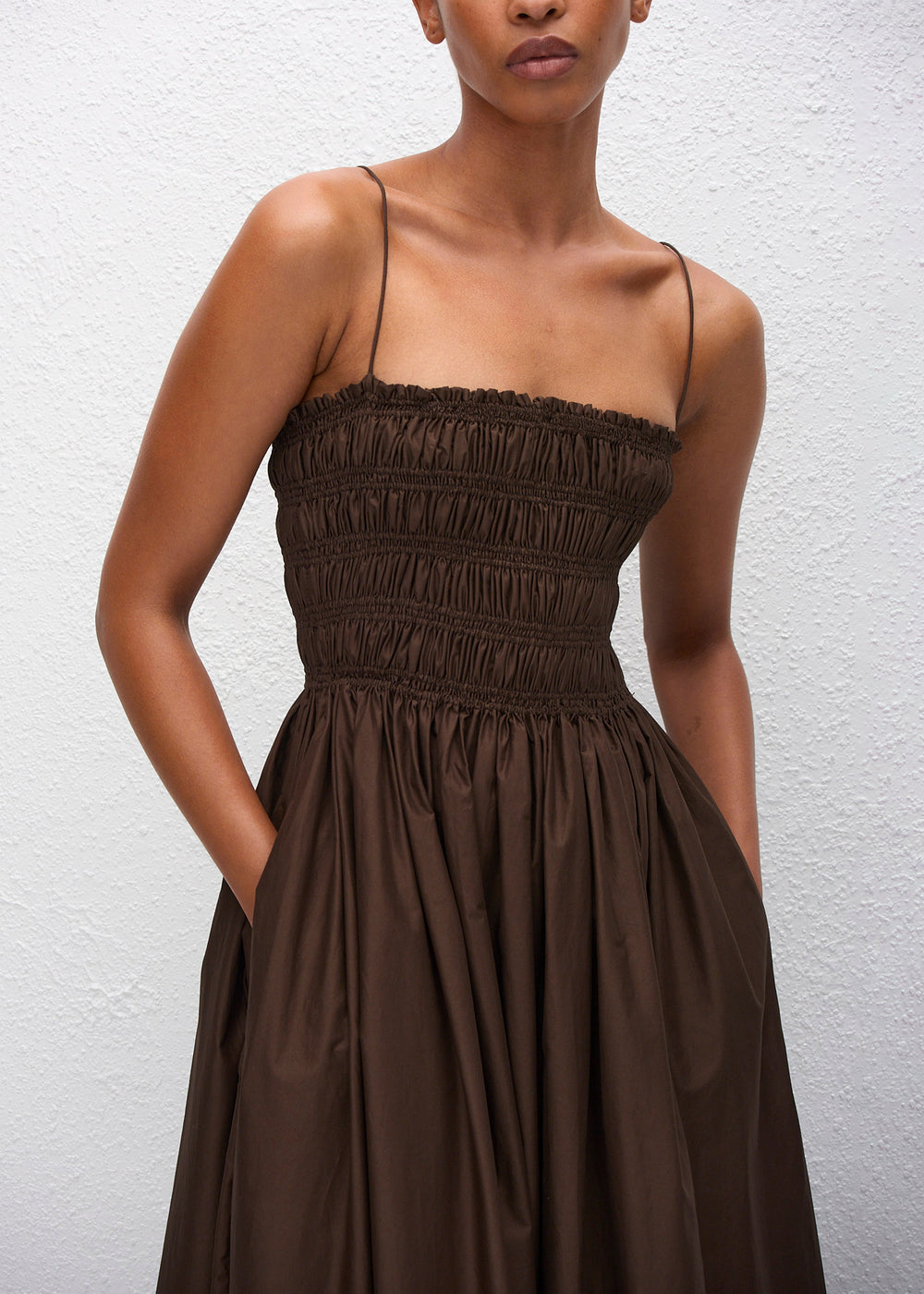 Matteau Shirred Bodice Dress - Chocolate - 1