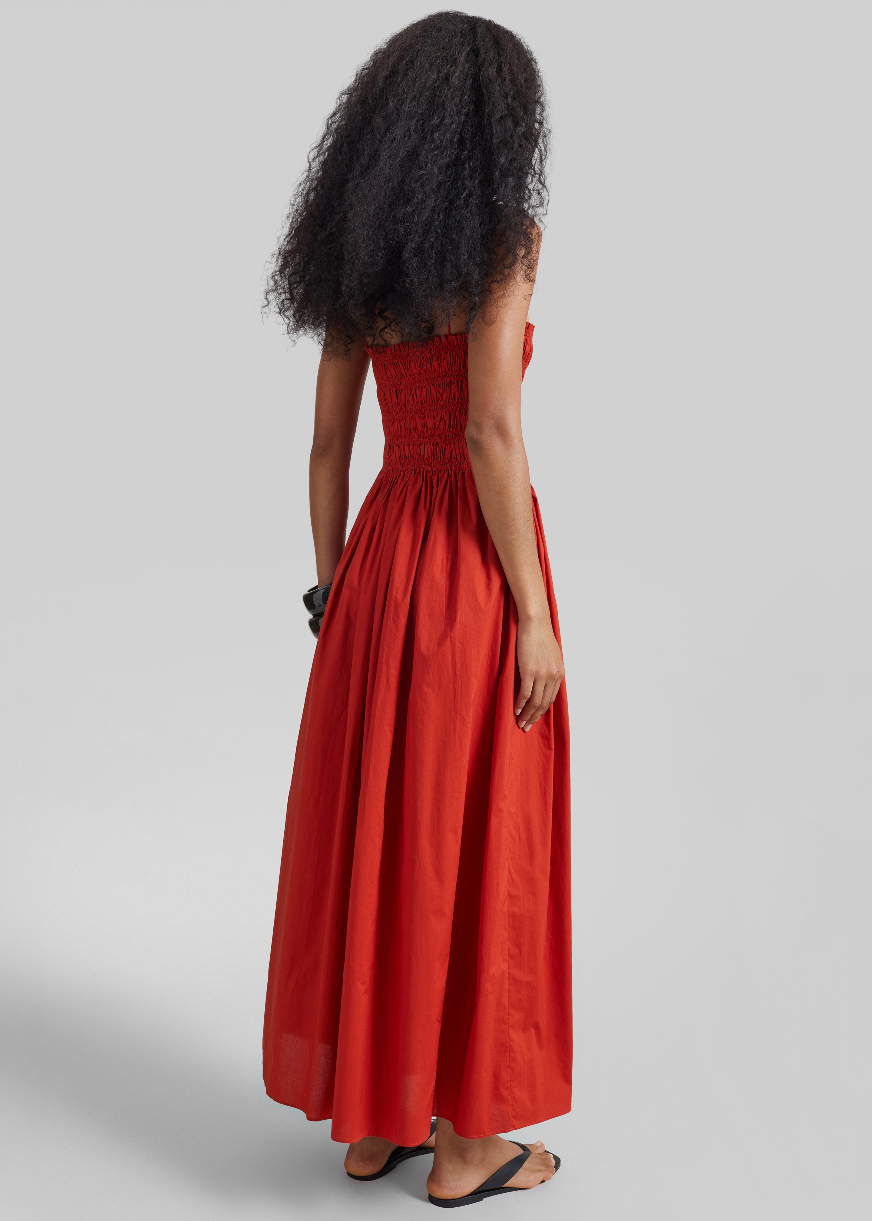 Matteau Shirred Bodice Dress - Tomato - 6