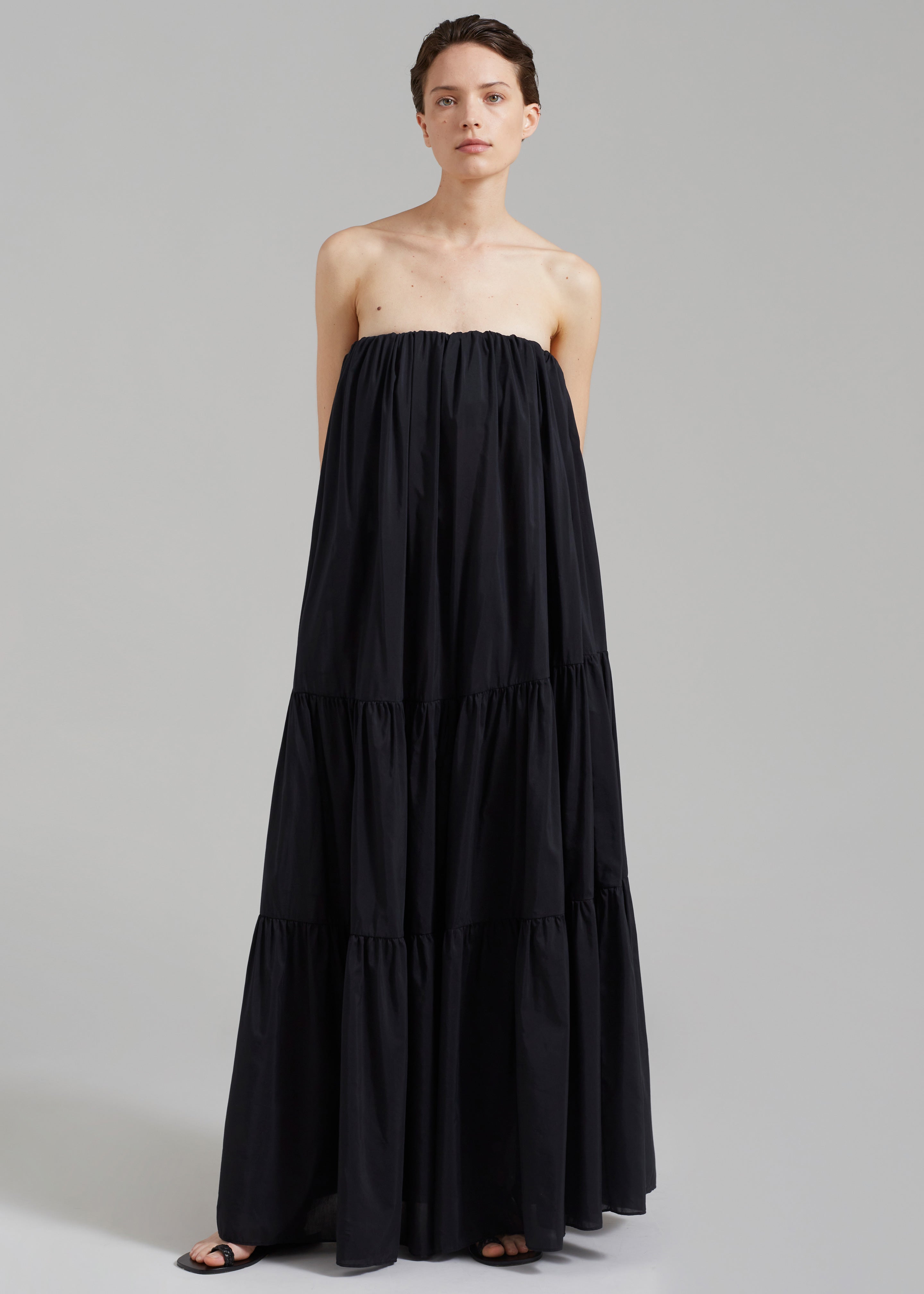 Matteau Voluminous Strapless Tiered Dress - Black - 3