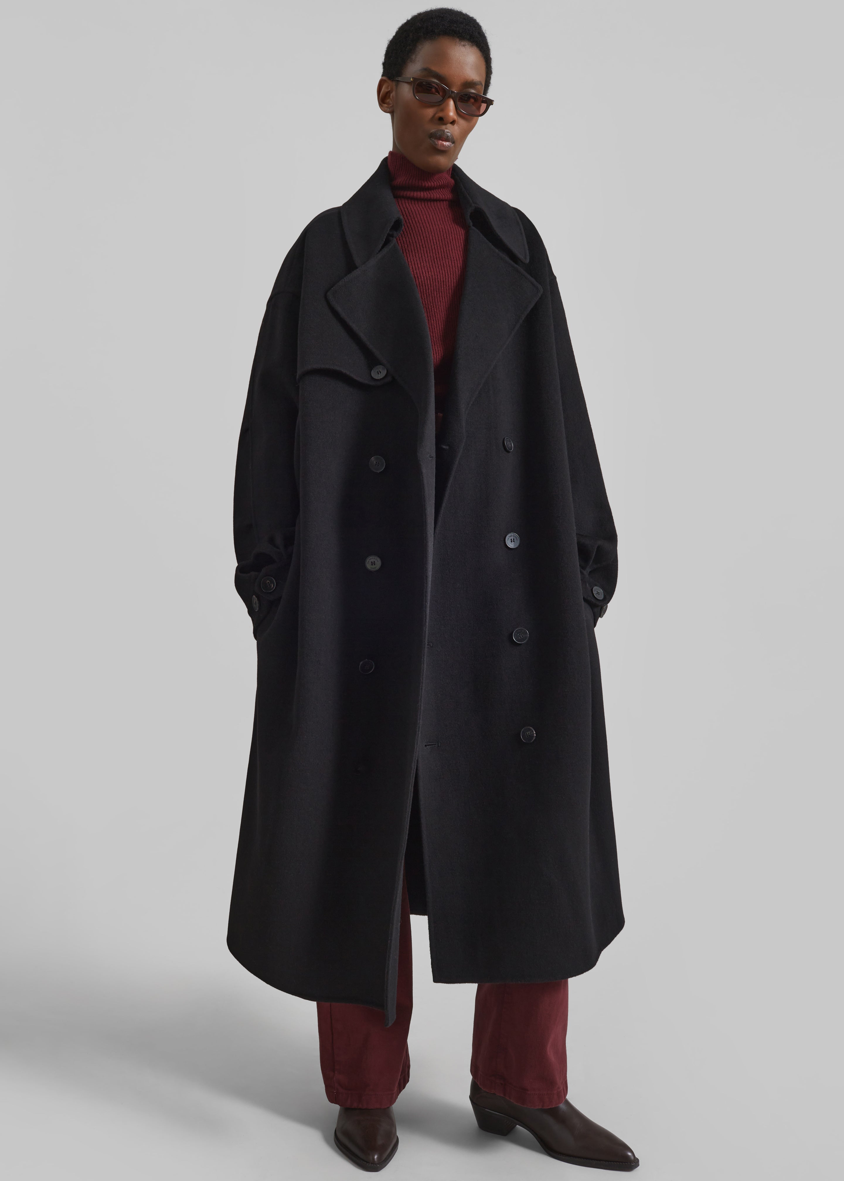 Mavis Long Coat - Black – The Frankie Shop