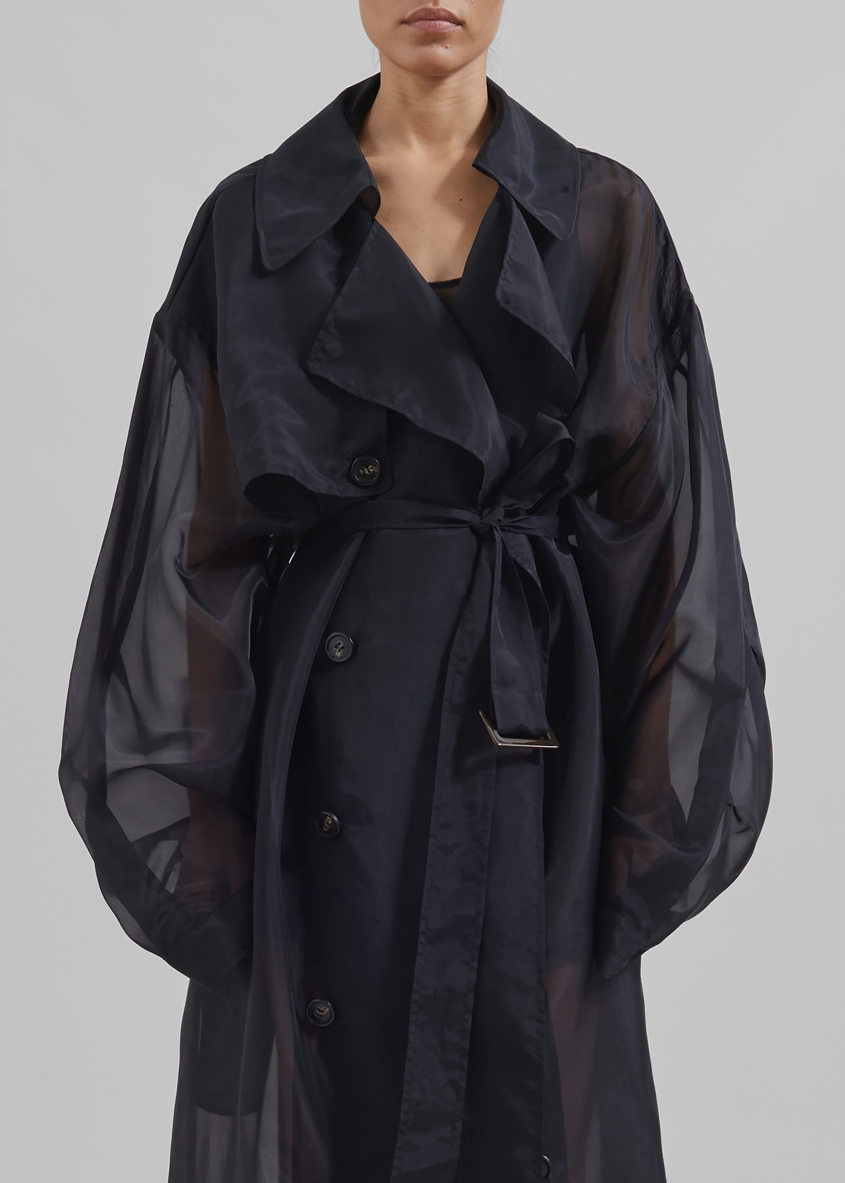 Mavis Oversized Sheer Trench - Black - 4