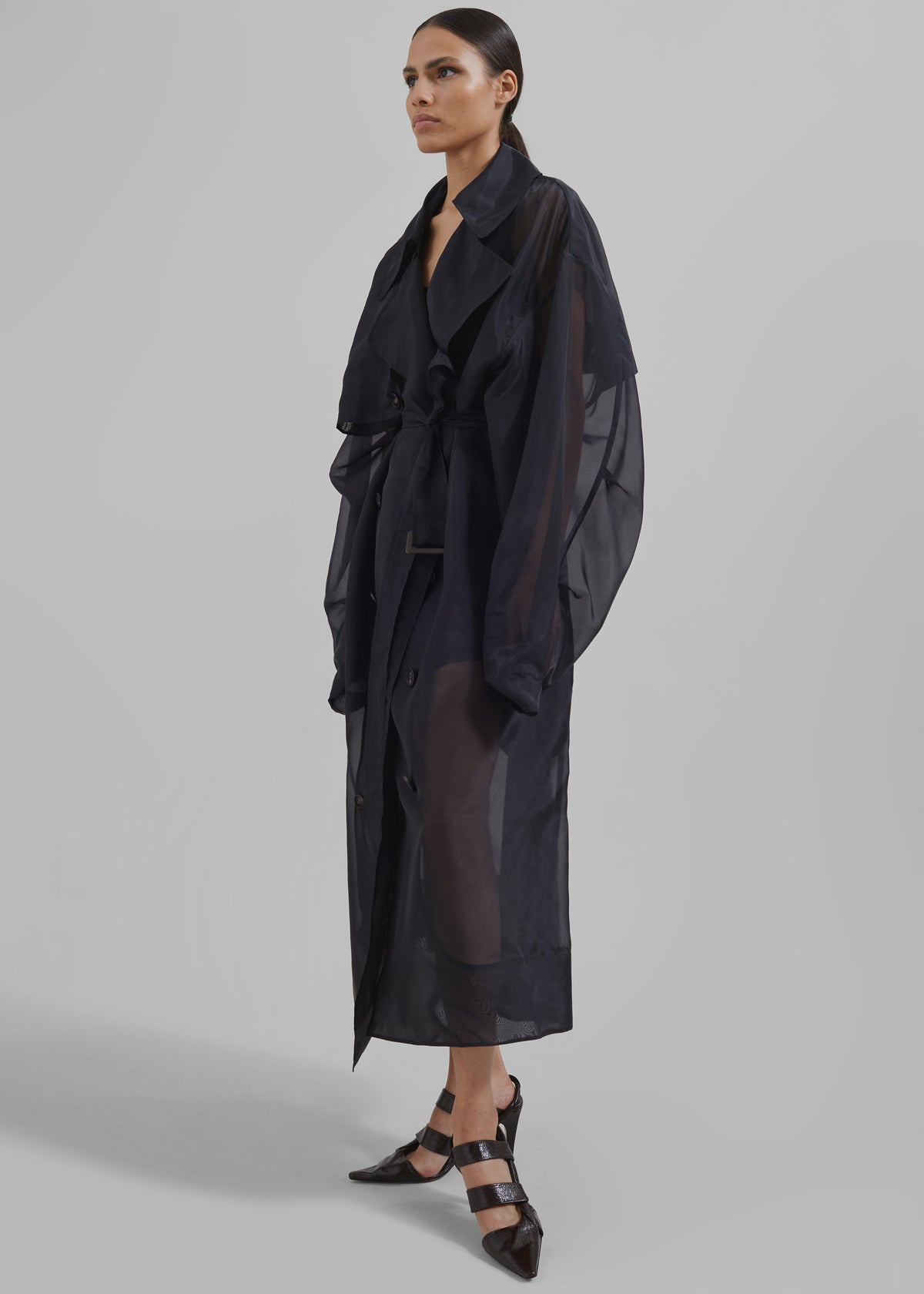 Mavis Oversized Sheer Trench Black – The Frankie Shop