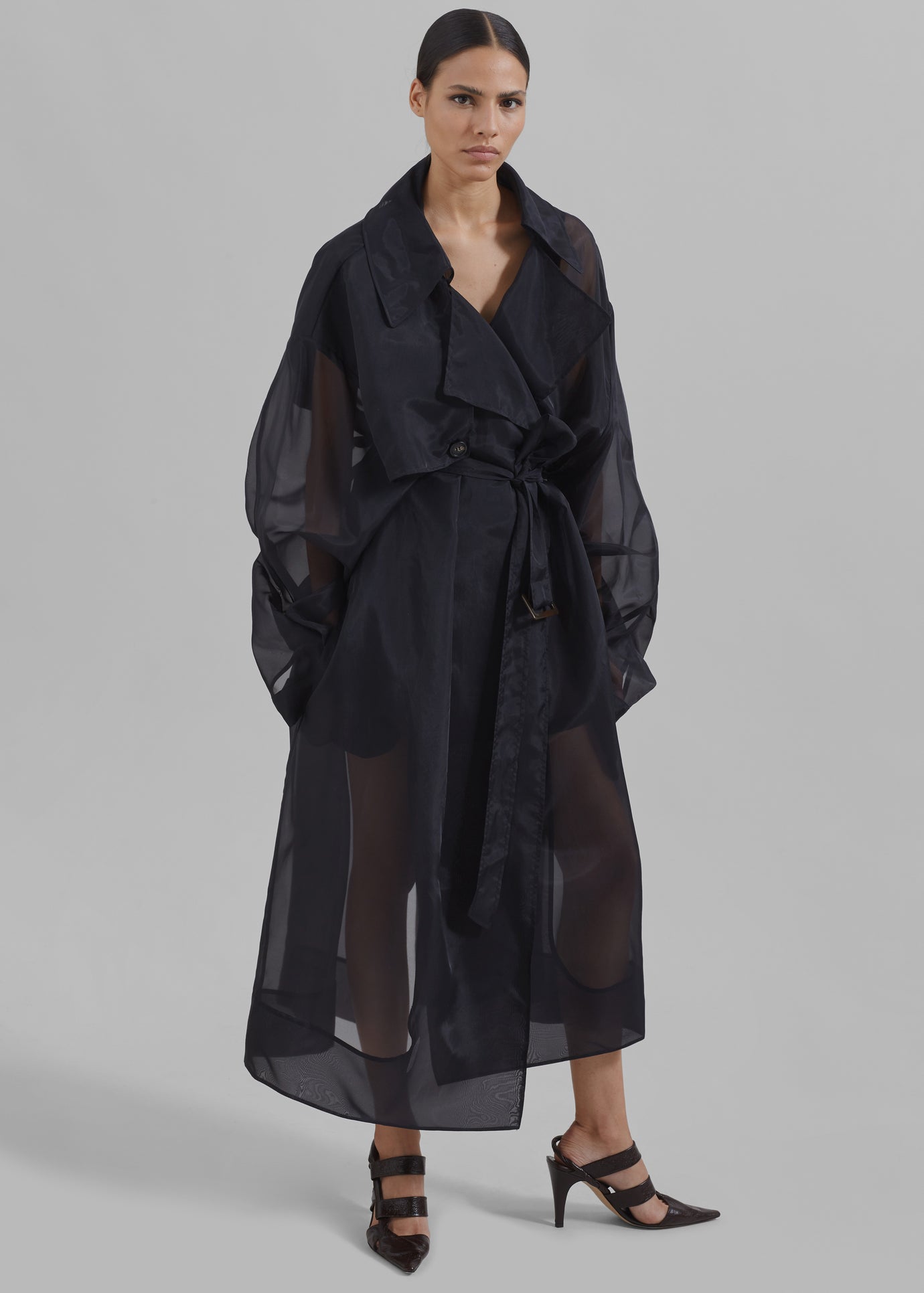 Mavis Oversized Sheer Trench - Black - 1