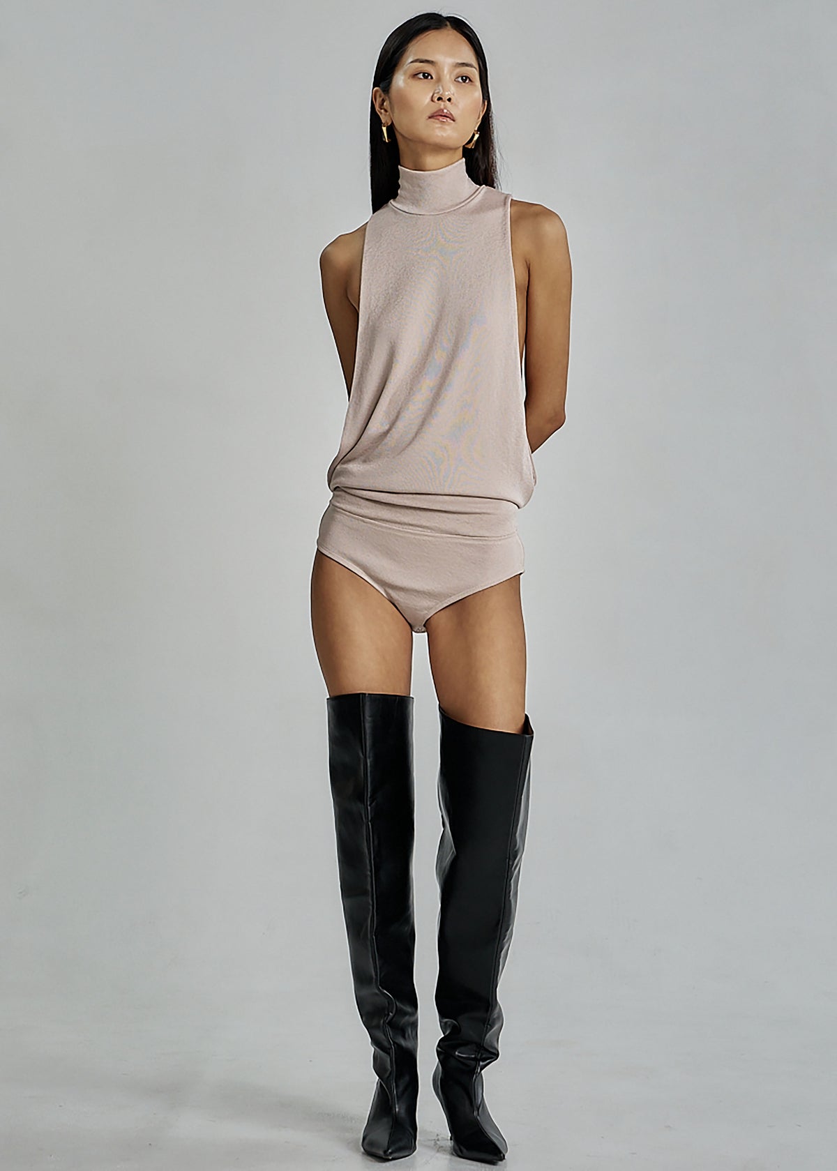 Maxen Mock Neck Bodysuit - Beige - 7