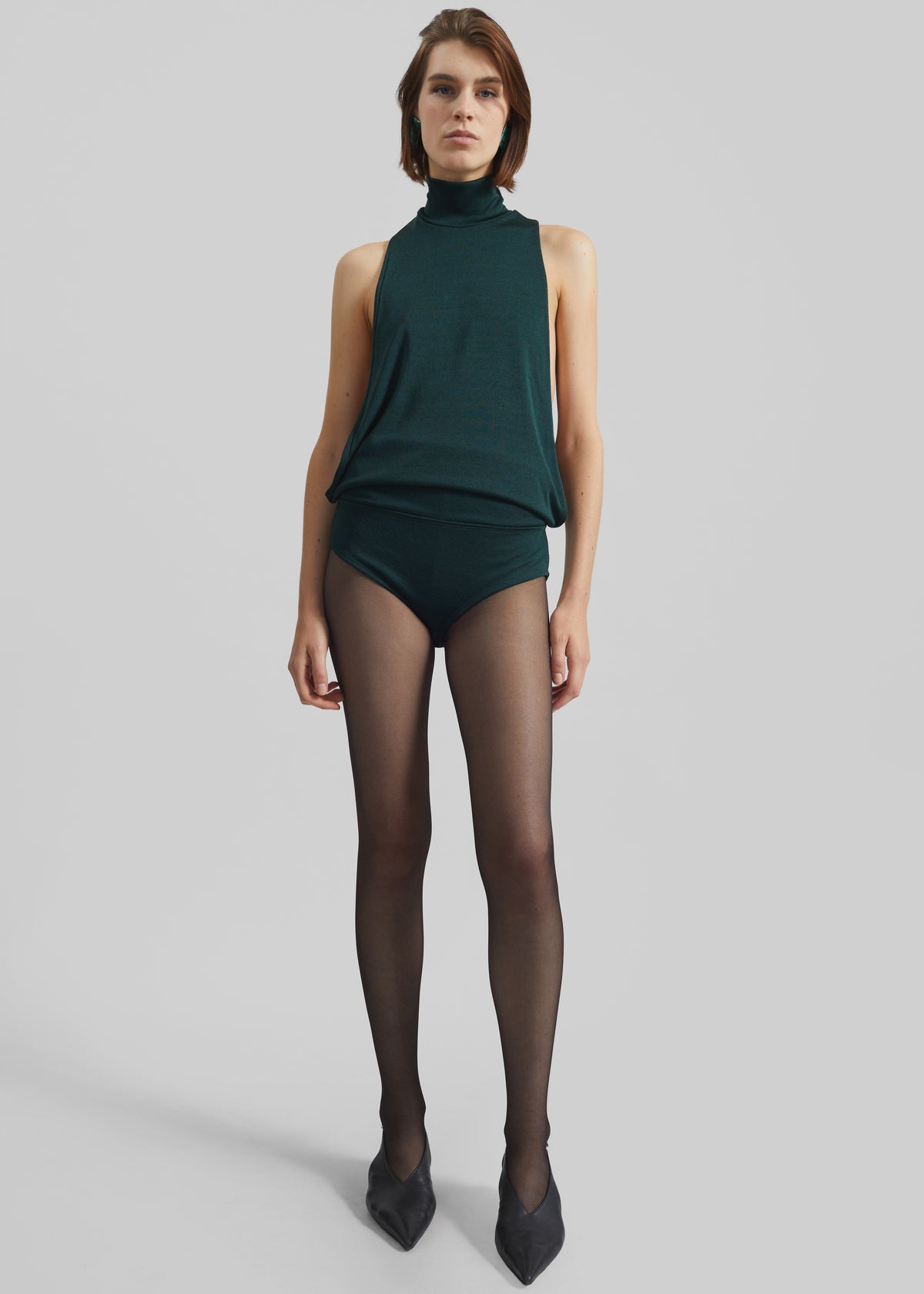 Maxen Mock Neck Bodysuit - Deep Green - 7