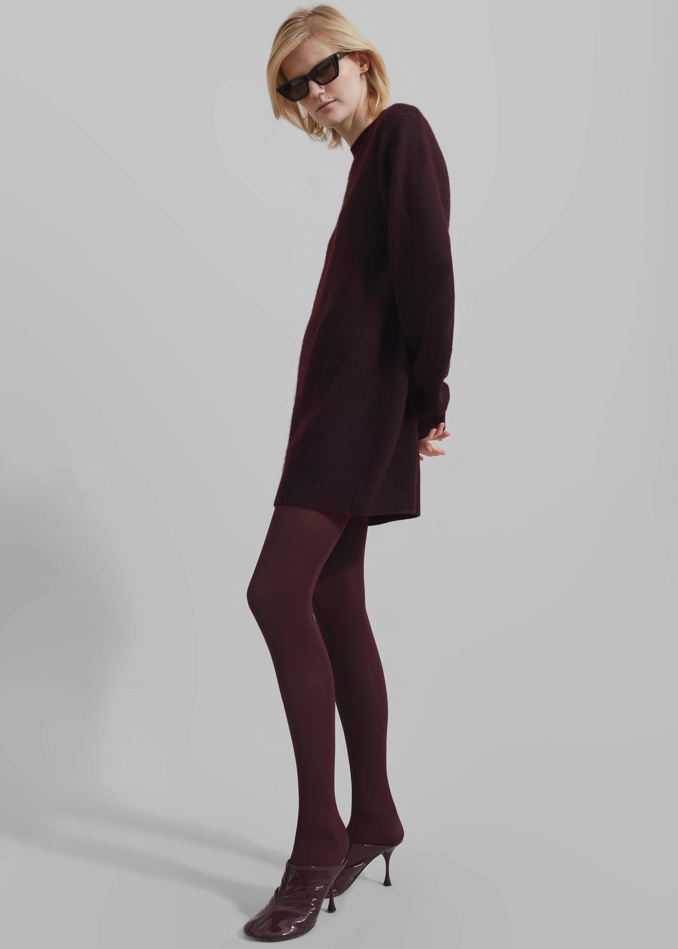 Maxime Knit Sweater Dress - Dark Plum - 3