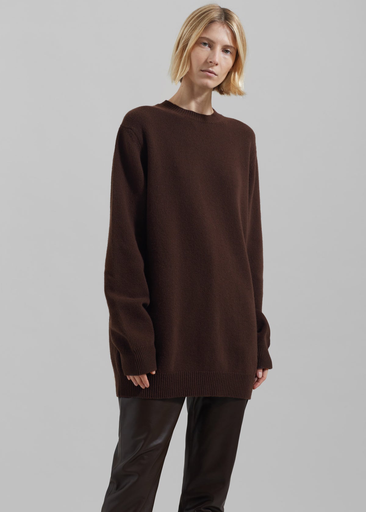Maxime Knit Sweater Dress - Brown The Frankie Shop Maxime Knit Sweater Dress - Brown The Frankie Shop