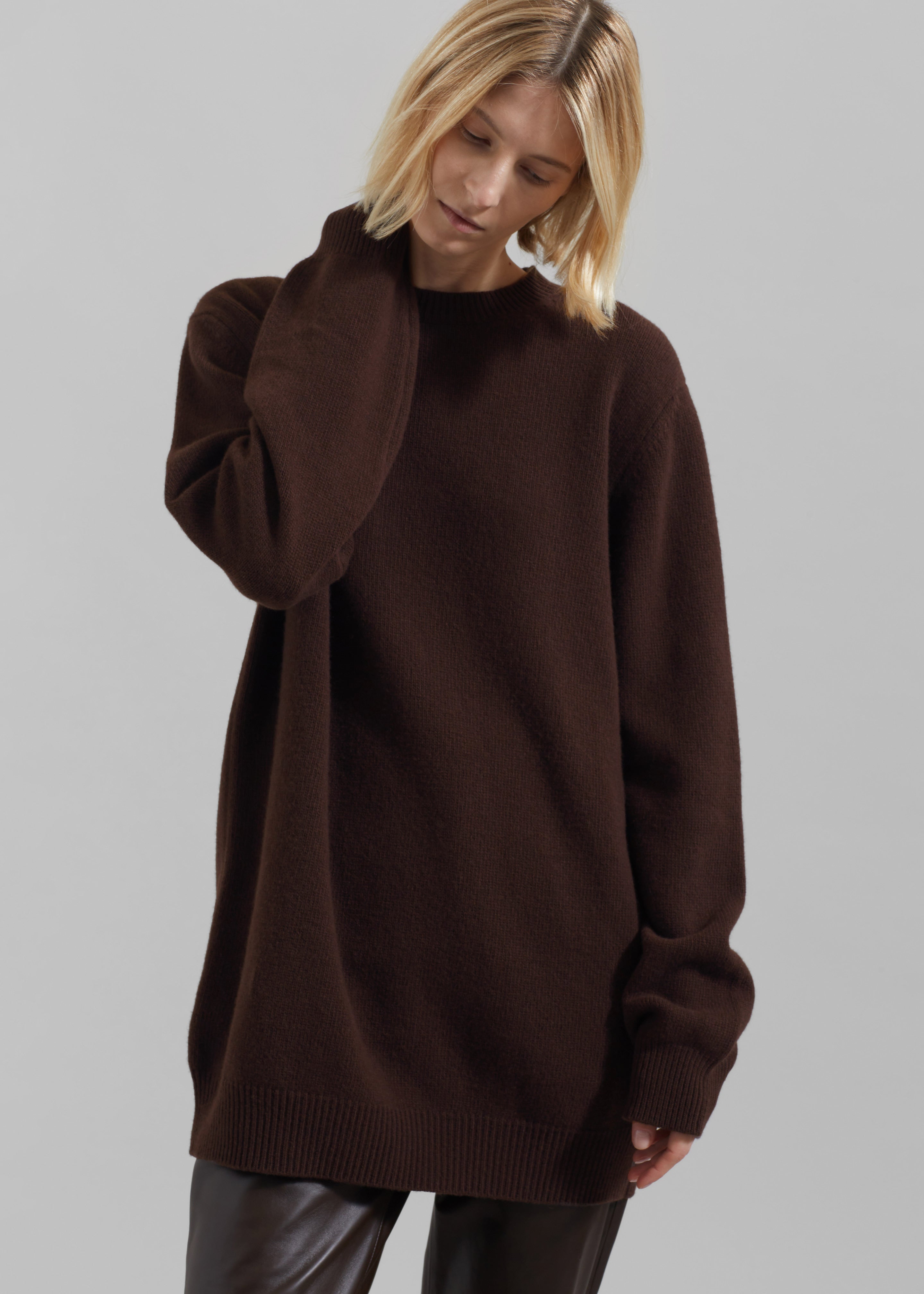 Maxime Knit Sweater Dress - Brown - 5