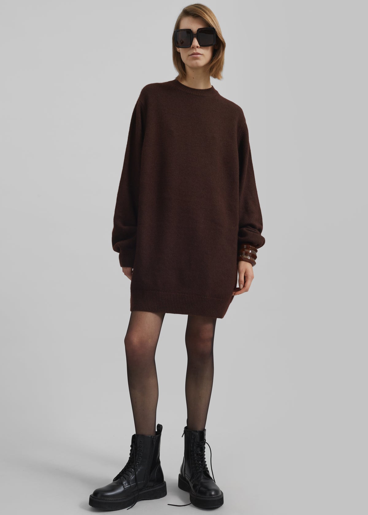 Maxime Knit Sweater Dress - Brown The Frankie Shop Maxime Knit Sweater Dress - Brown The Frankie Shop