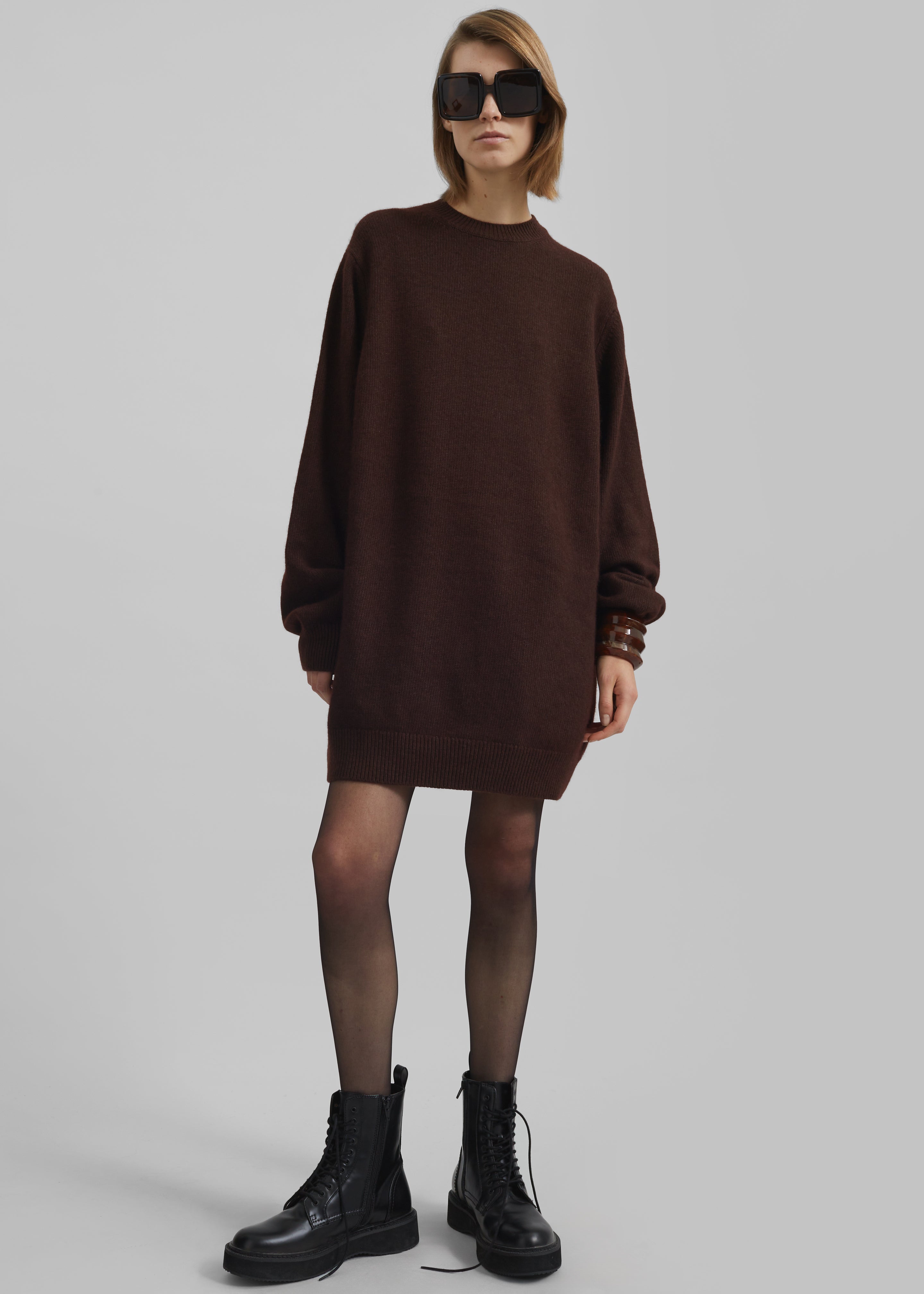 Maxime Knit Sweater Dress - Brown - 7