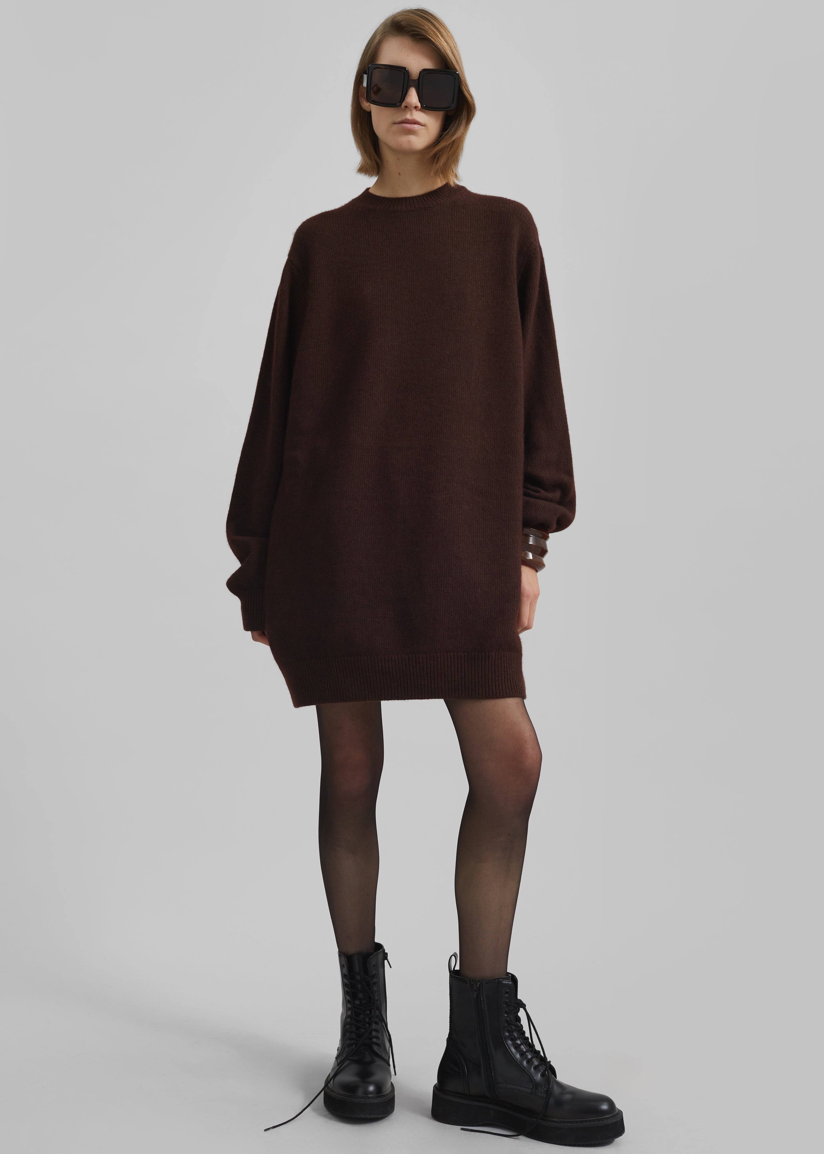 Maxime Knit Sweater Dress - Brown - 2