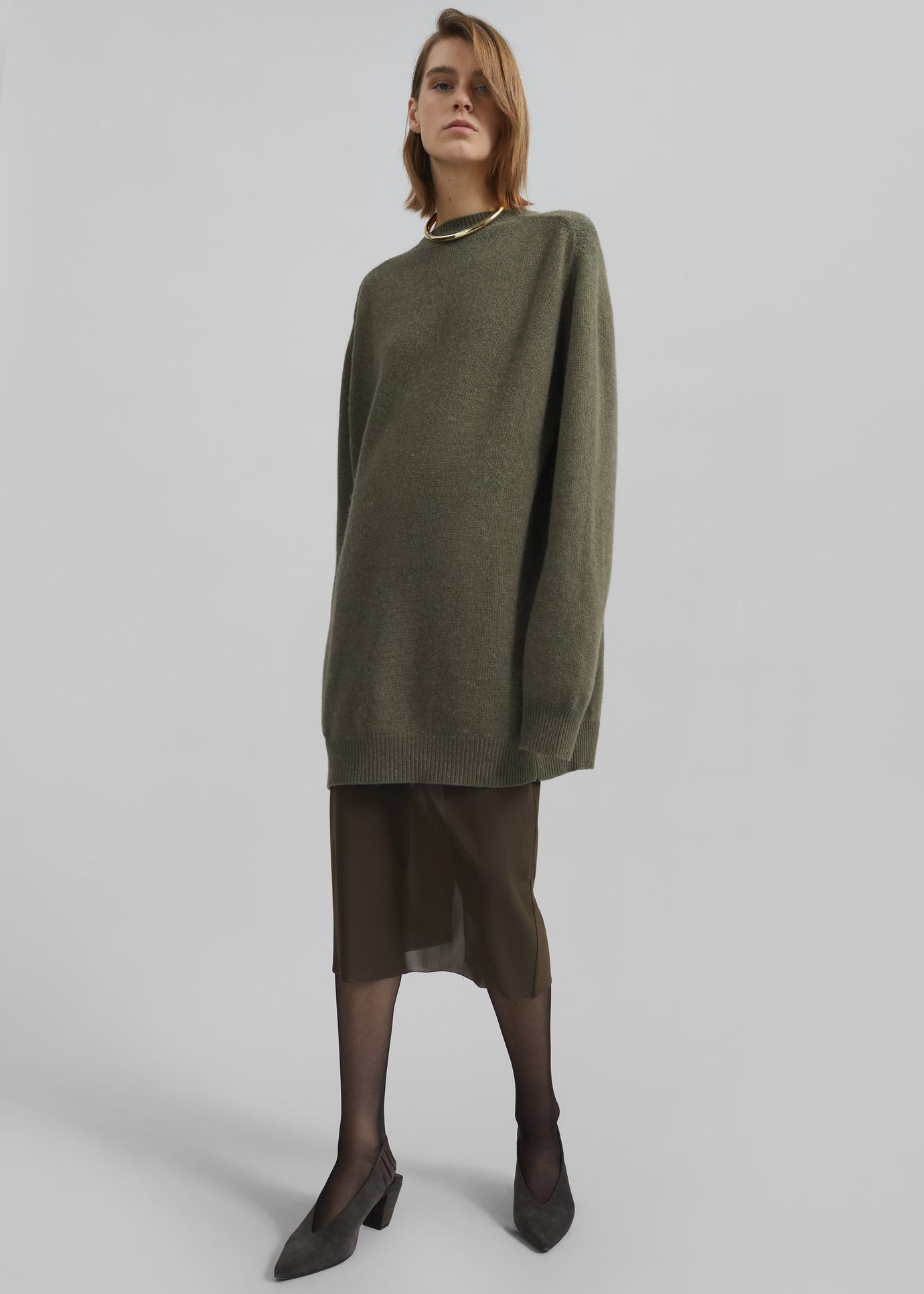 Maxine Knit Sweater Dress - Khaki