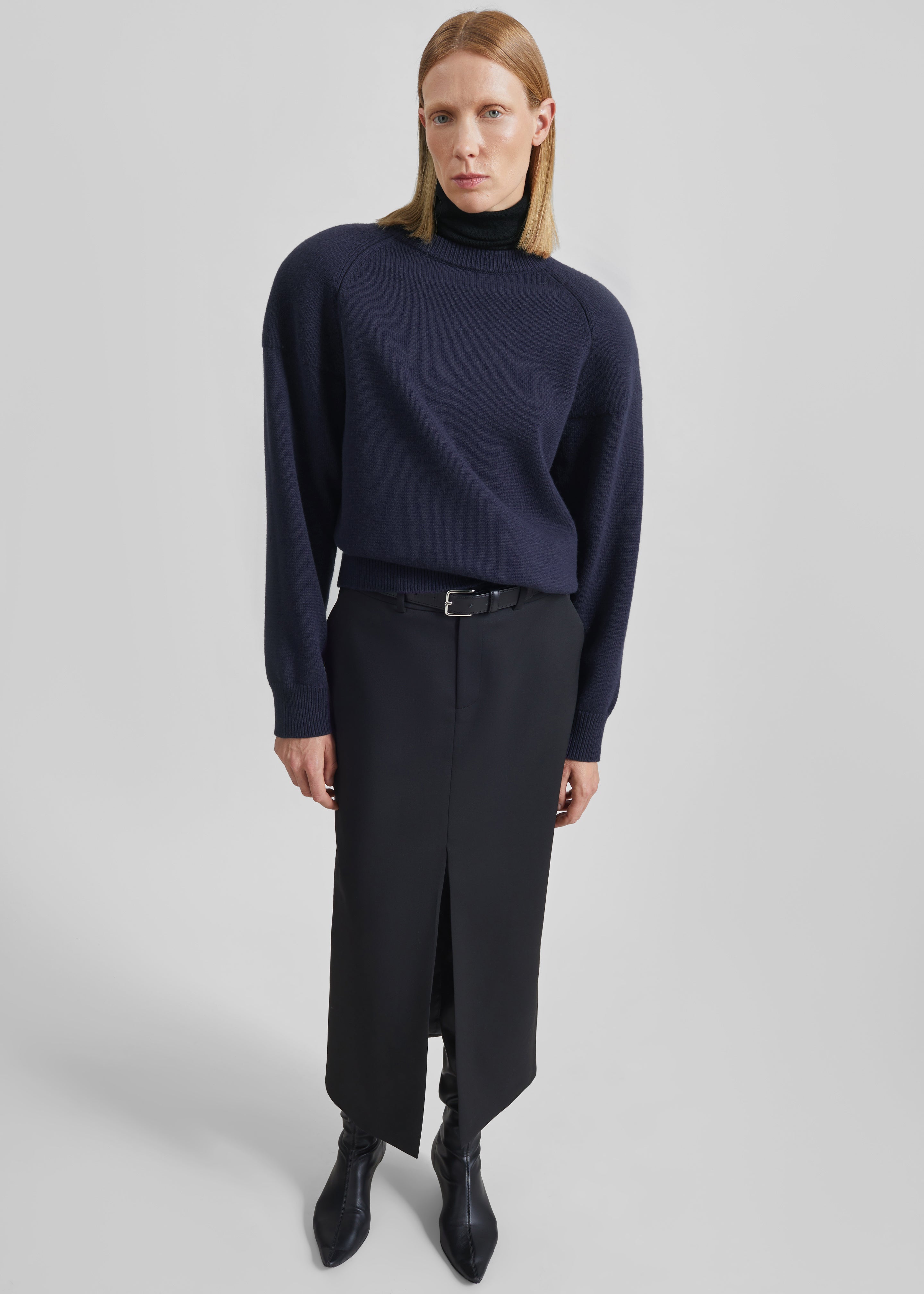 Maybelle Front Slit Pencil Skirt - Black
