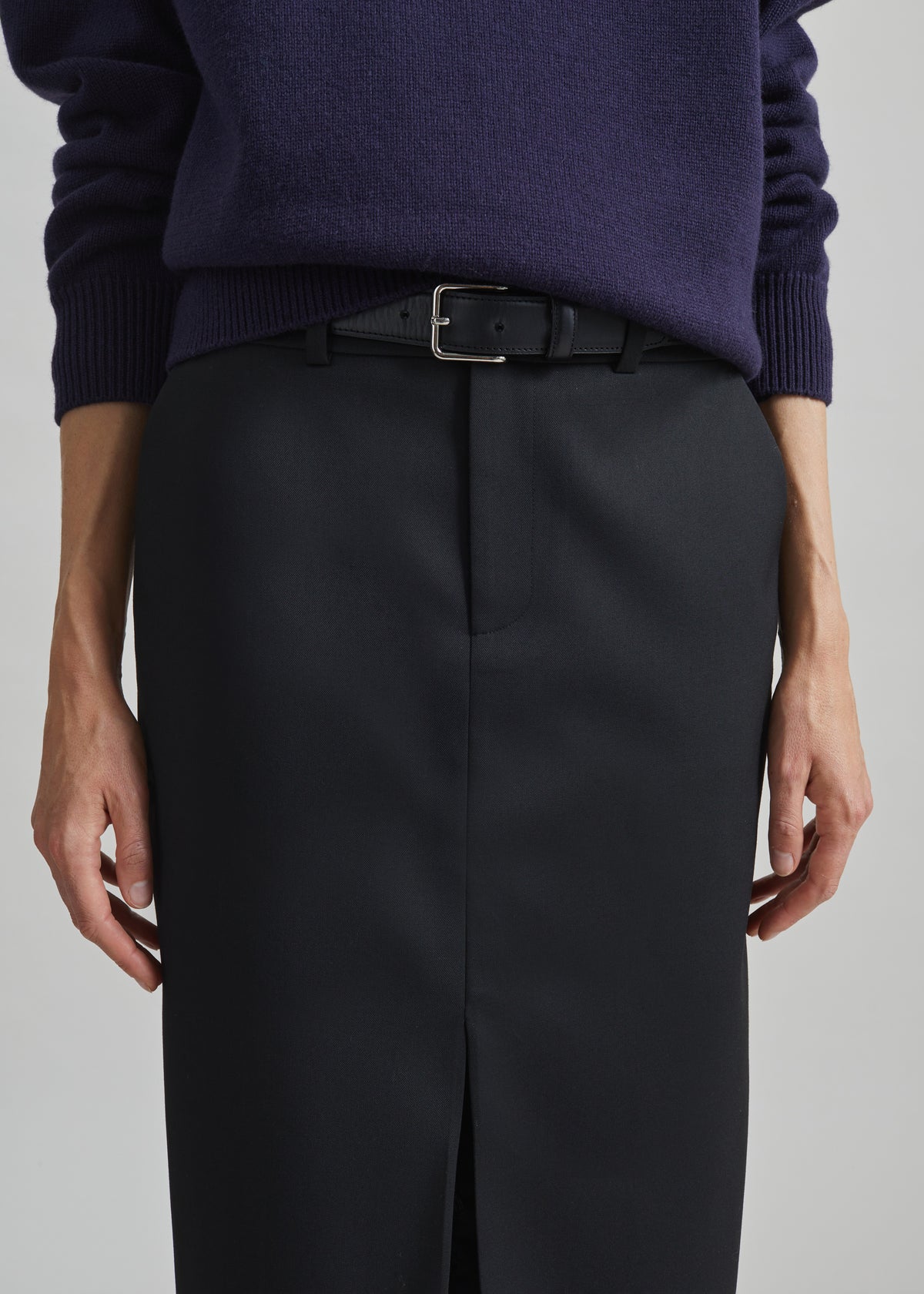 Maybelle Front Slit Pencil Skirt - Black