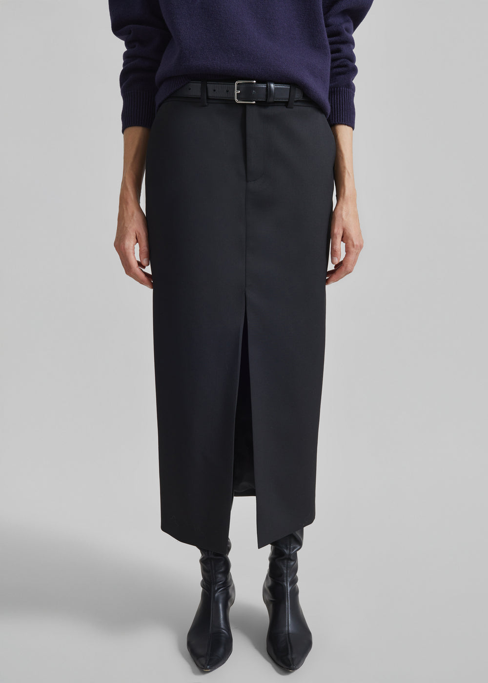 Maybelle Front Slit Pencil Skirt - Black