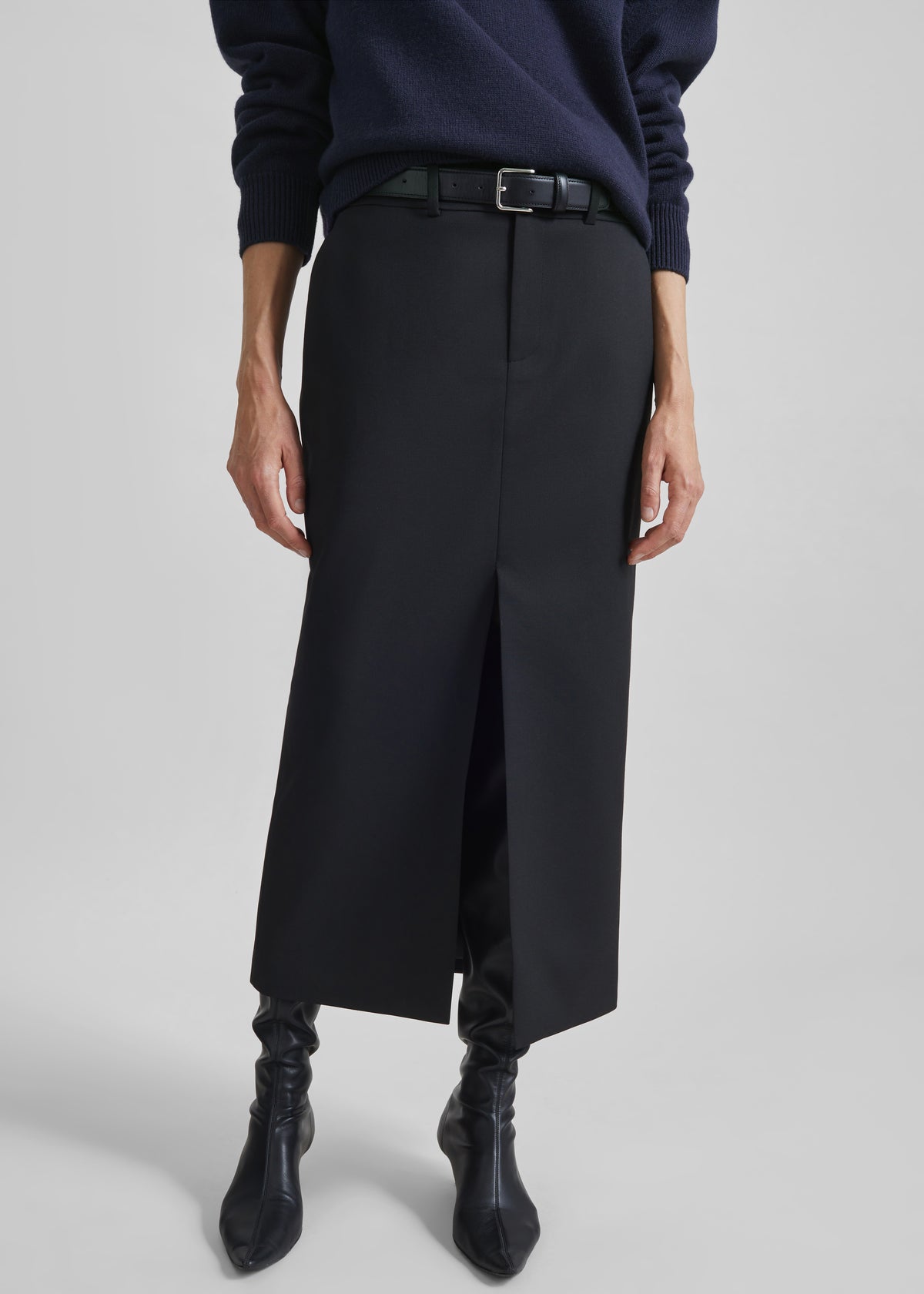 Maybelle Front Slit Pencil Skirt - Black