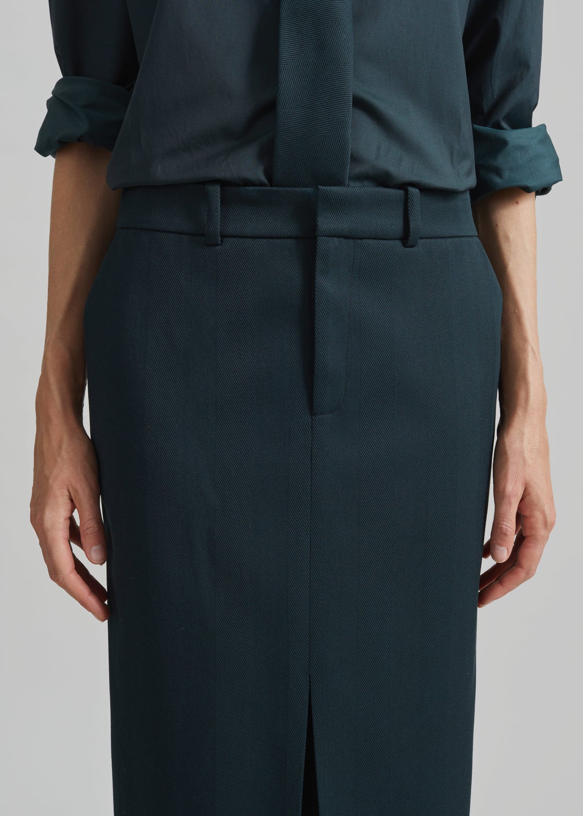 Maybelle Front Slit Pencil Skirt - Bottle Green
