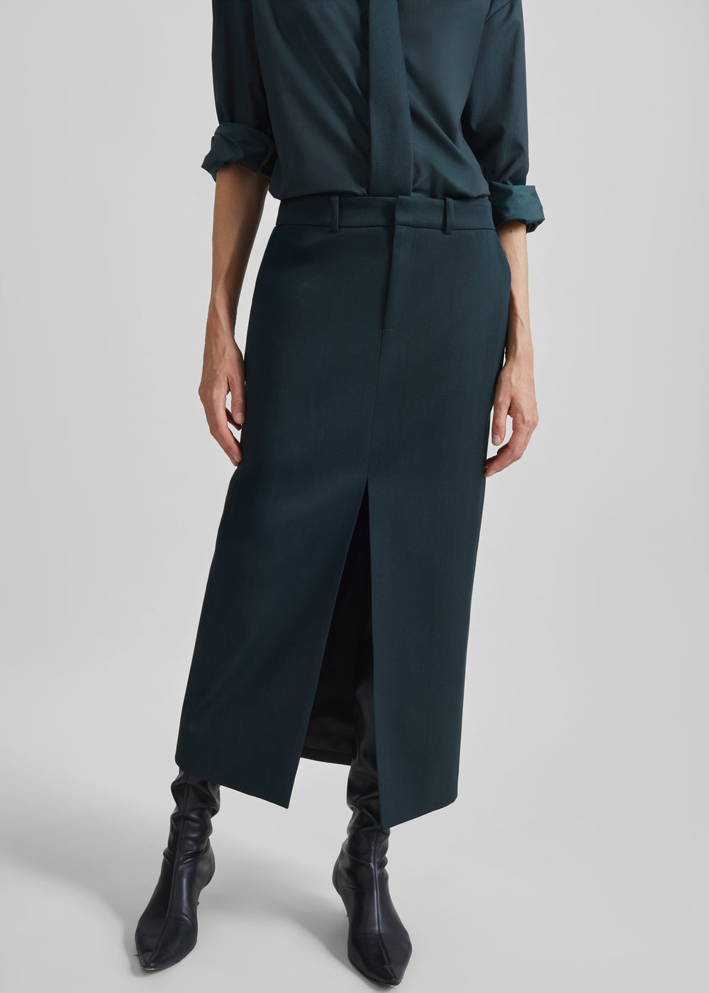 Maybelle Front Slit Pencil Skirt - Bottle Green