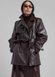 Medora Faux Leather Trench - Brown