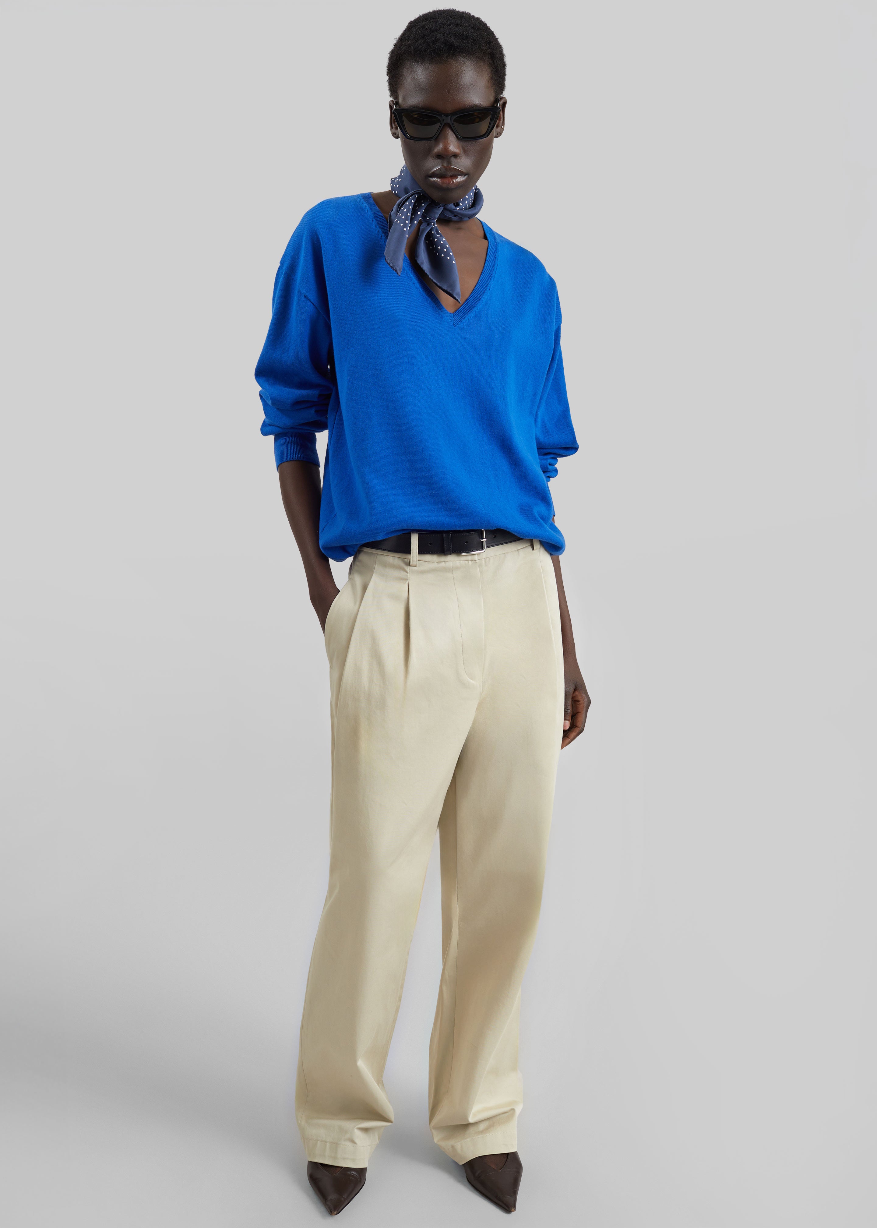 Meera V-Neck Sweater - Cobalt – The Frankie Shop