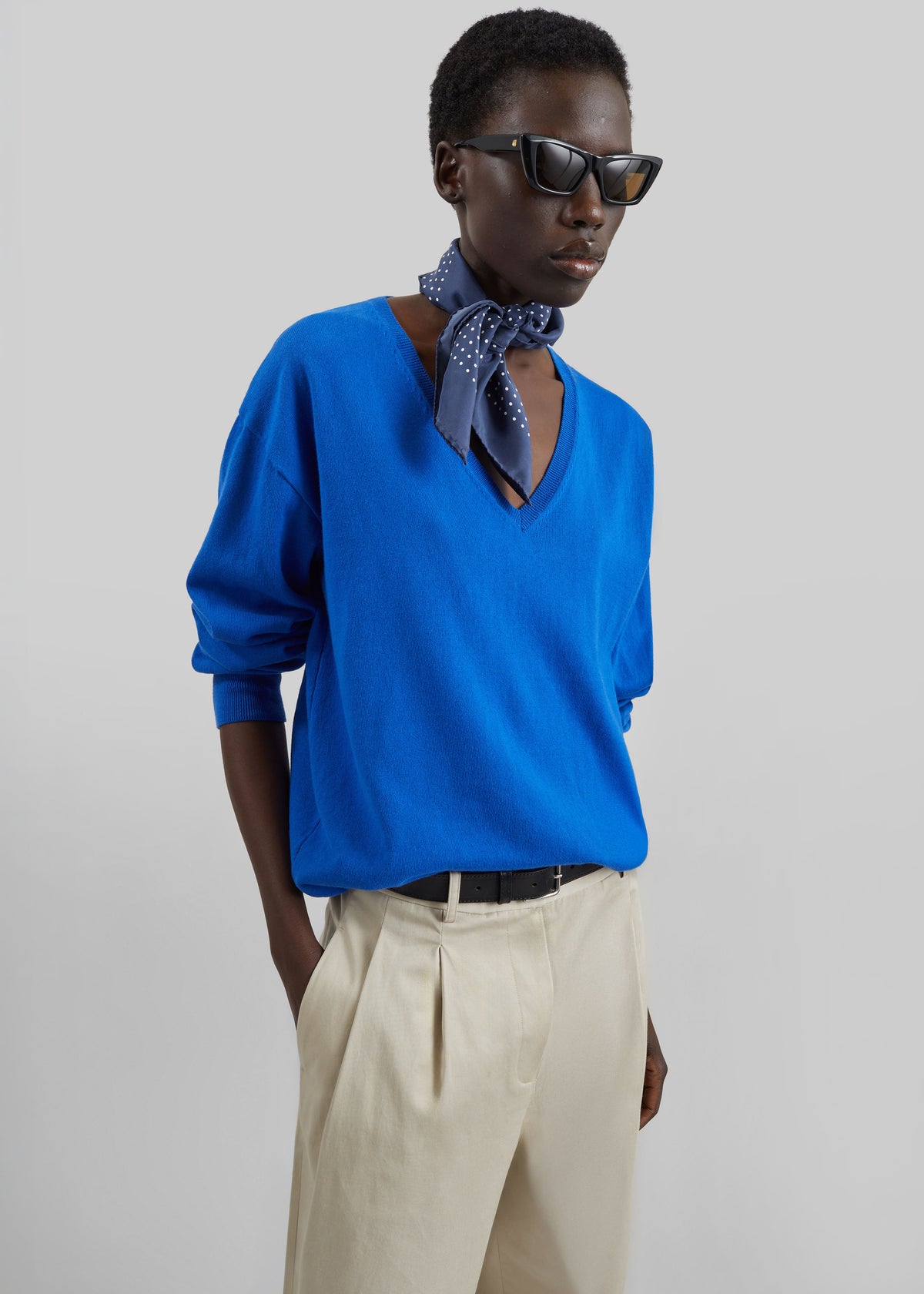 Meera V-Neck Sweater - Cobalt - 1