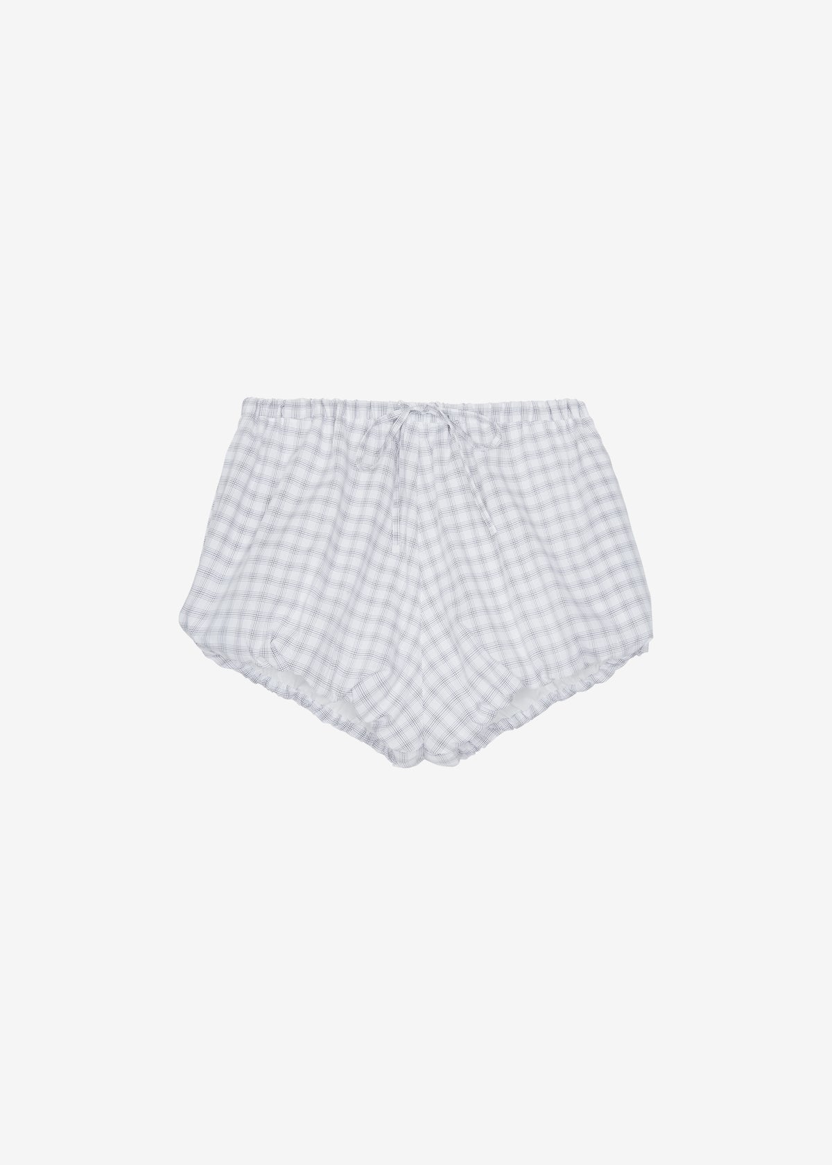 Meg Mini Balloon Shorts - Checked White - 9
