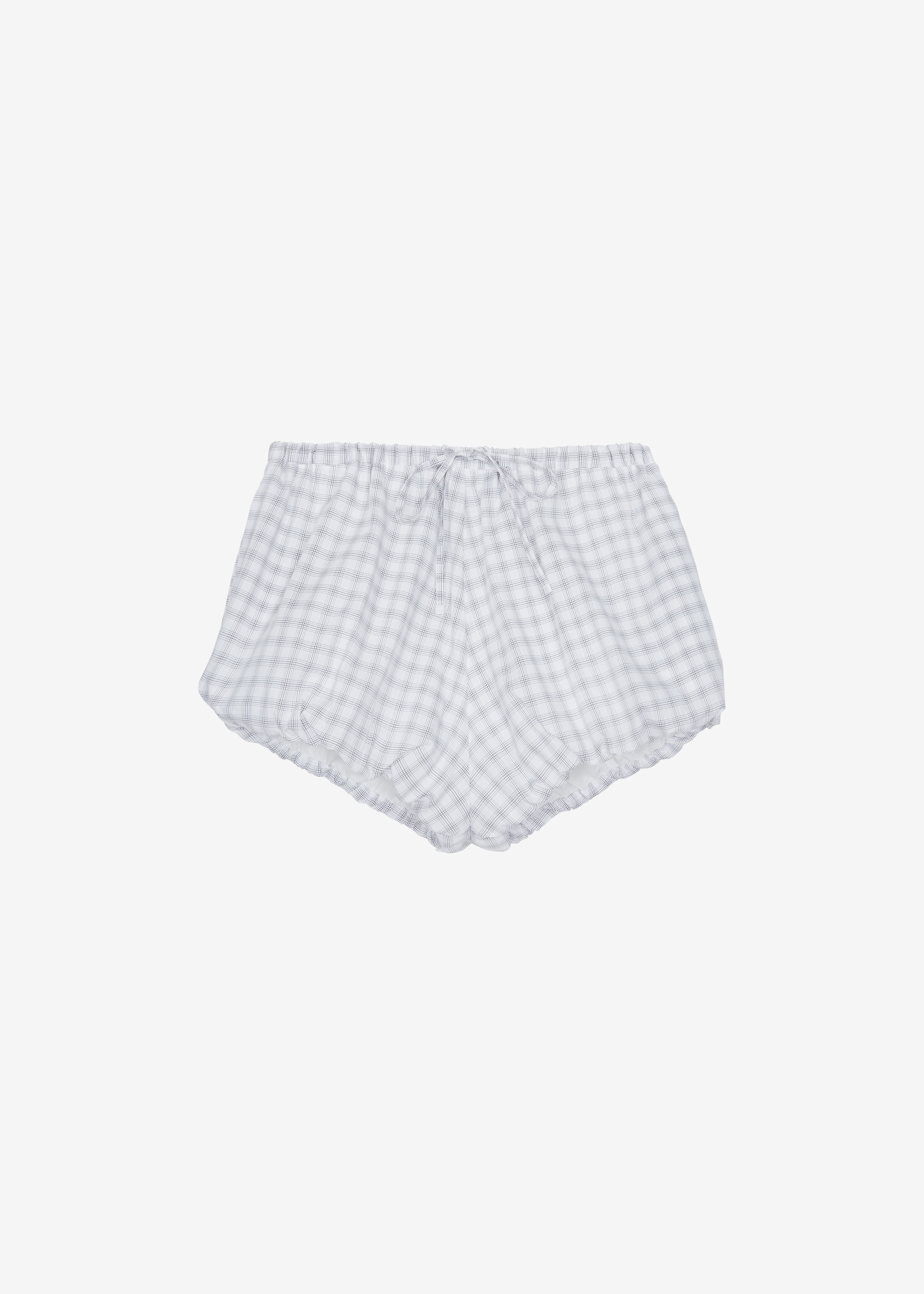 Meg Mini Balloon Shorts - Checked White - 9