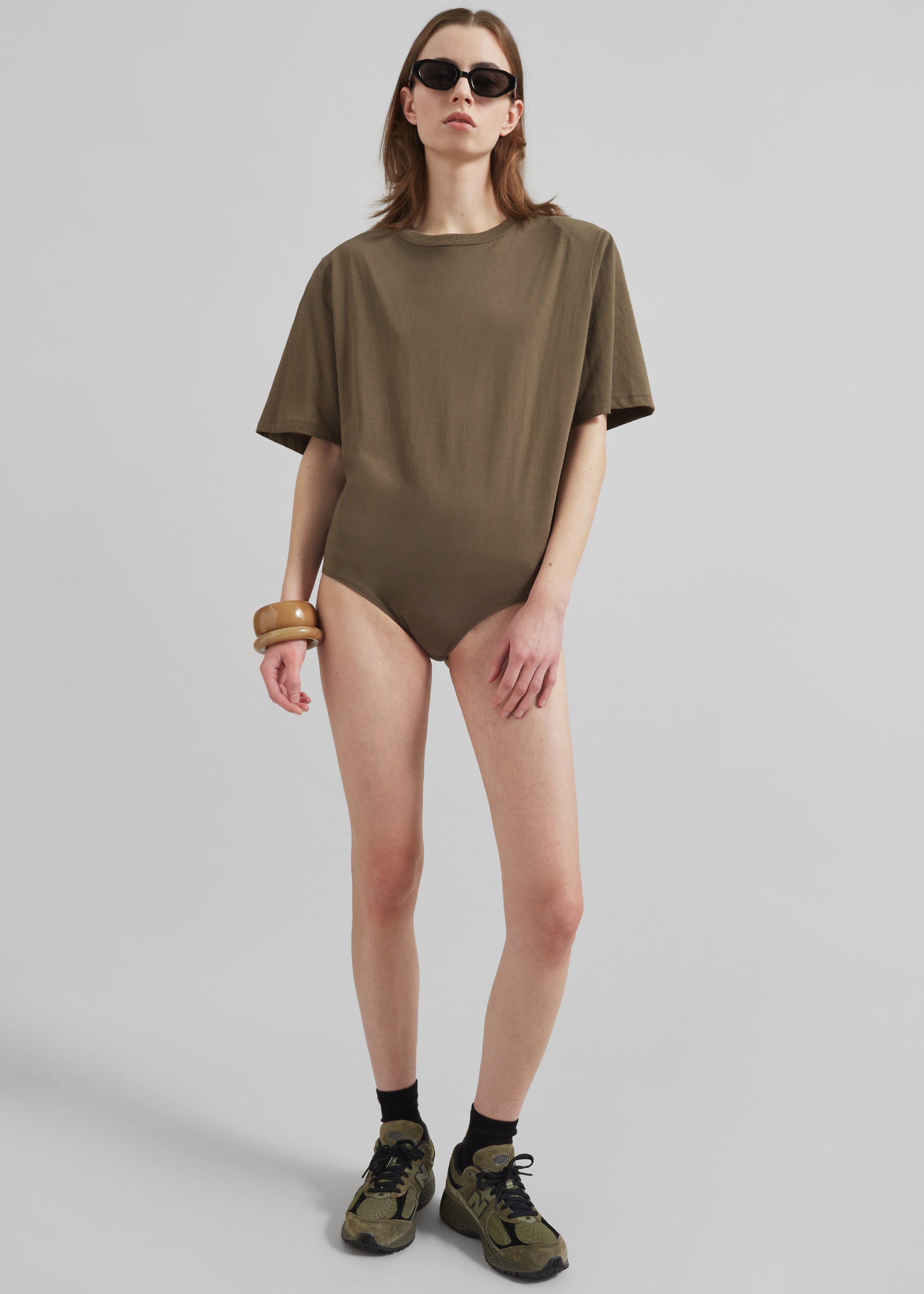 Shop the look image for Meida Padded T-Shirt Bodysuit - Khaki