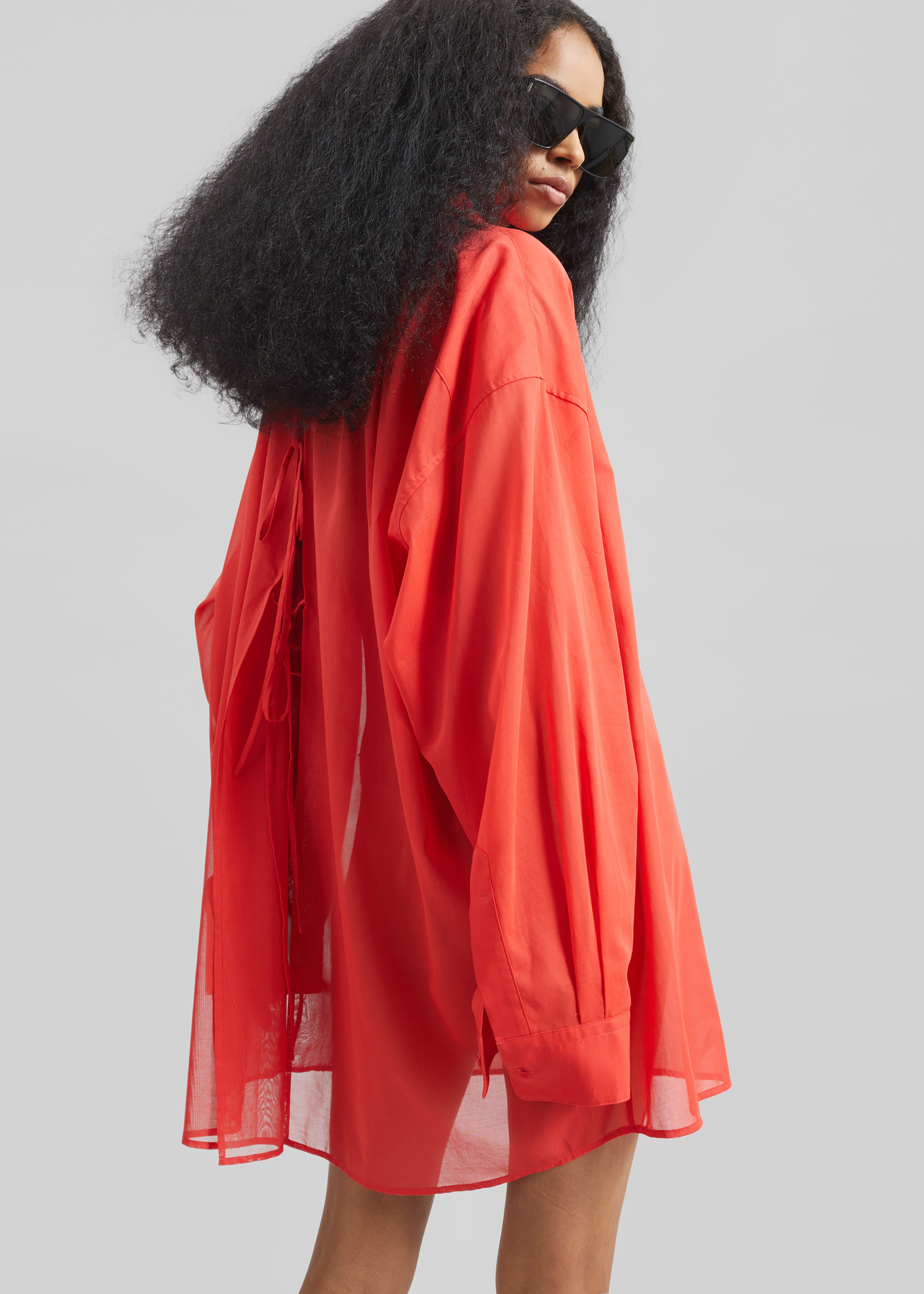 Melia Open-Back Shirt - Red - 4