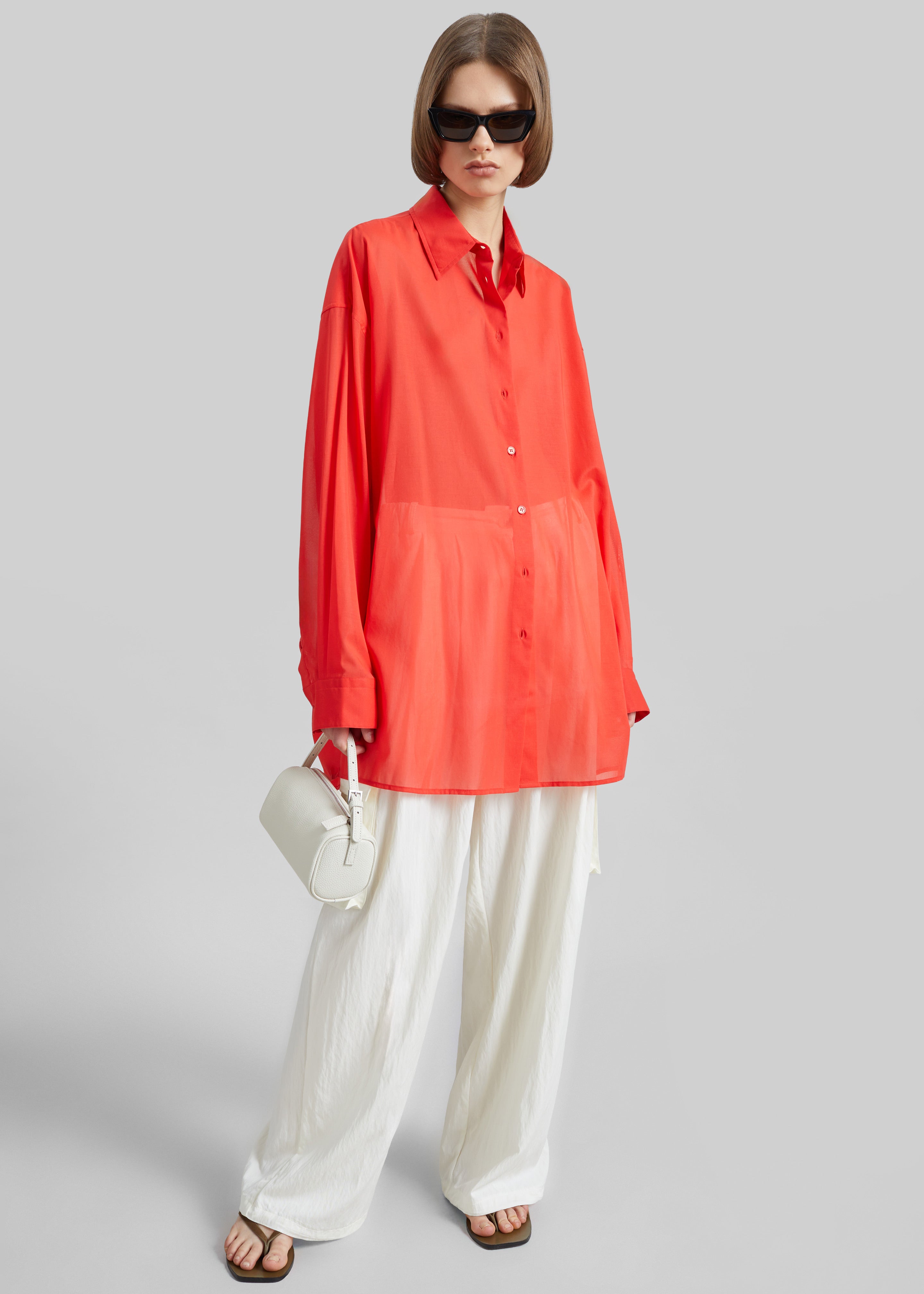 Melia Open-Back Shirt - Red - 1