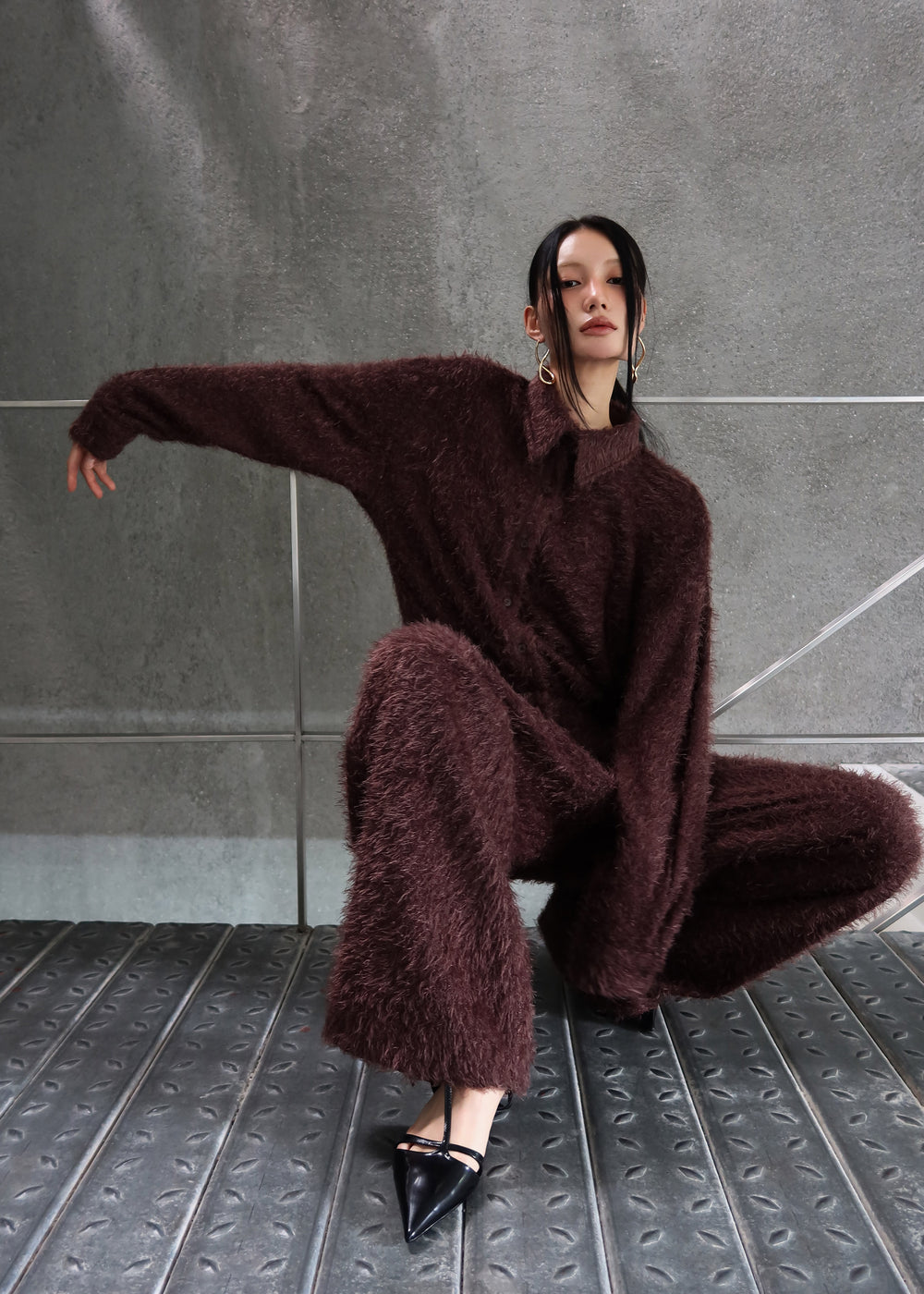 Melker Furry Pants - Mauve Brown - 1