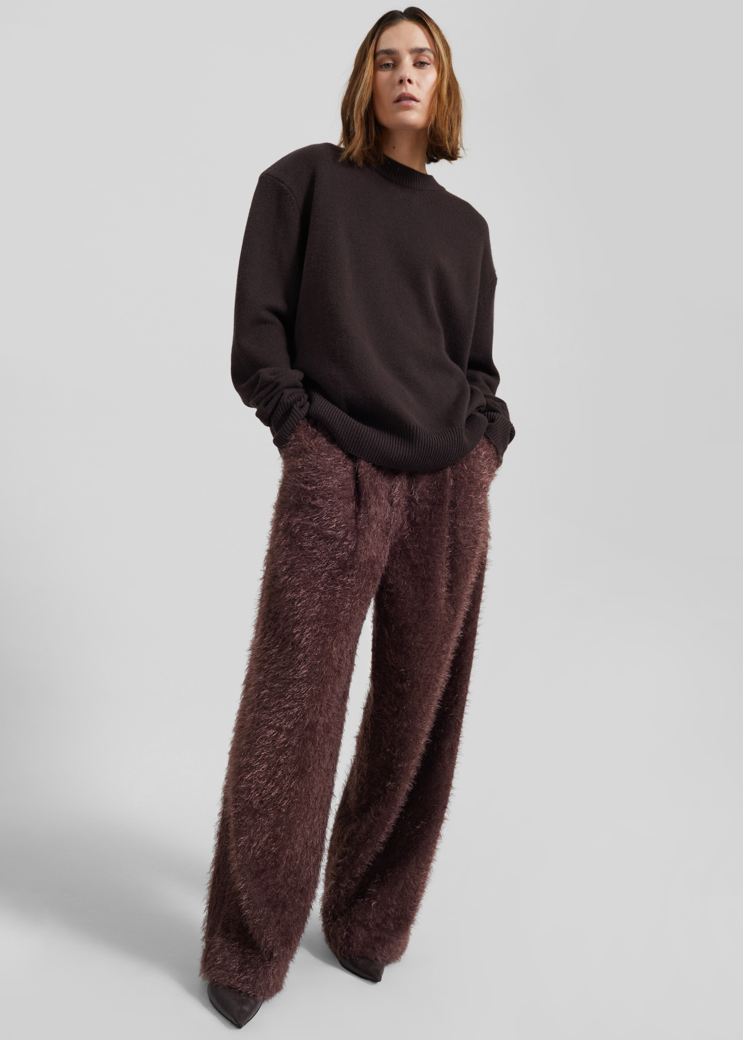 Melker Furry Pants - Mauve Brown - 7