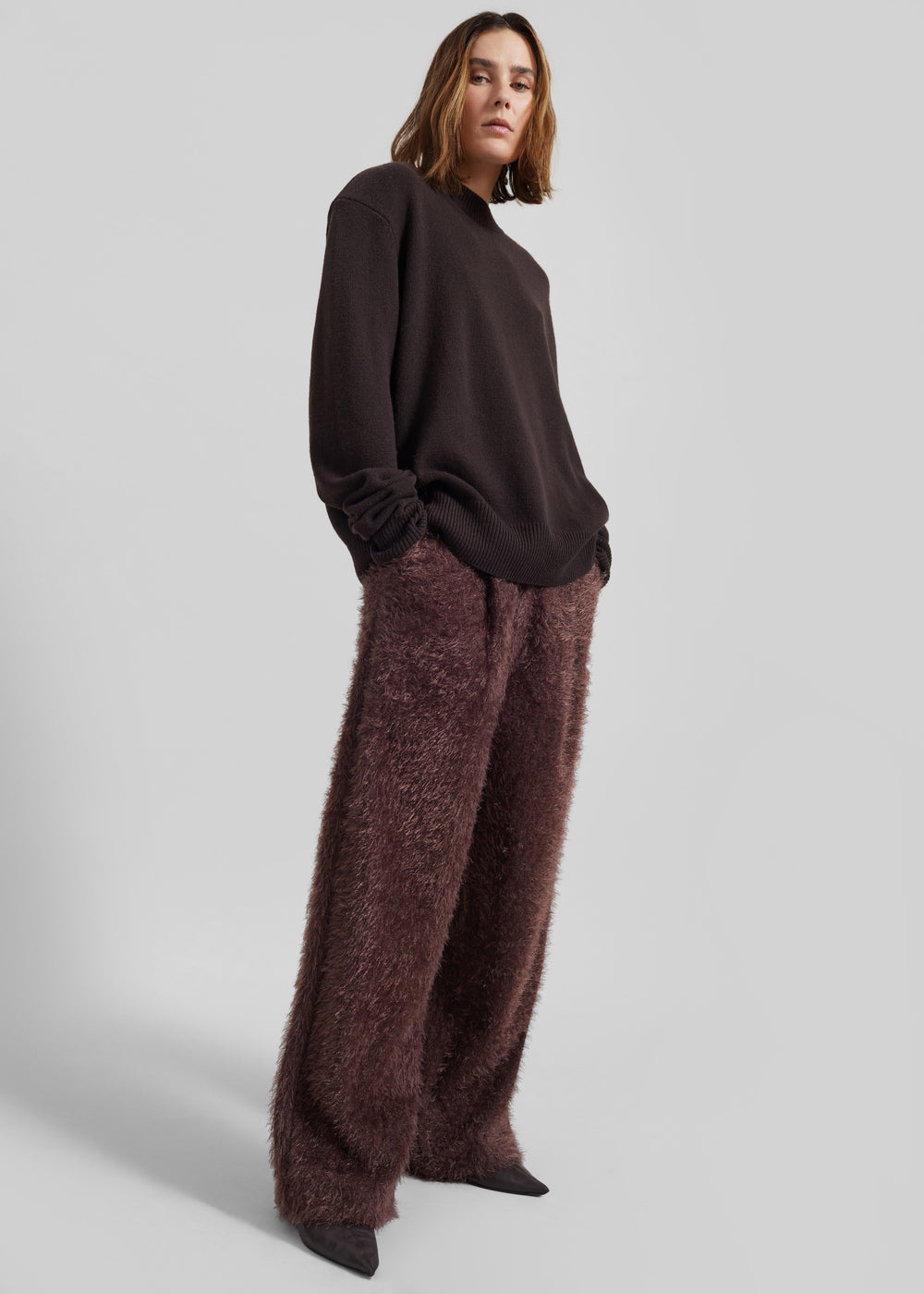 Melker Furry Pants - Mauve Brown