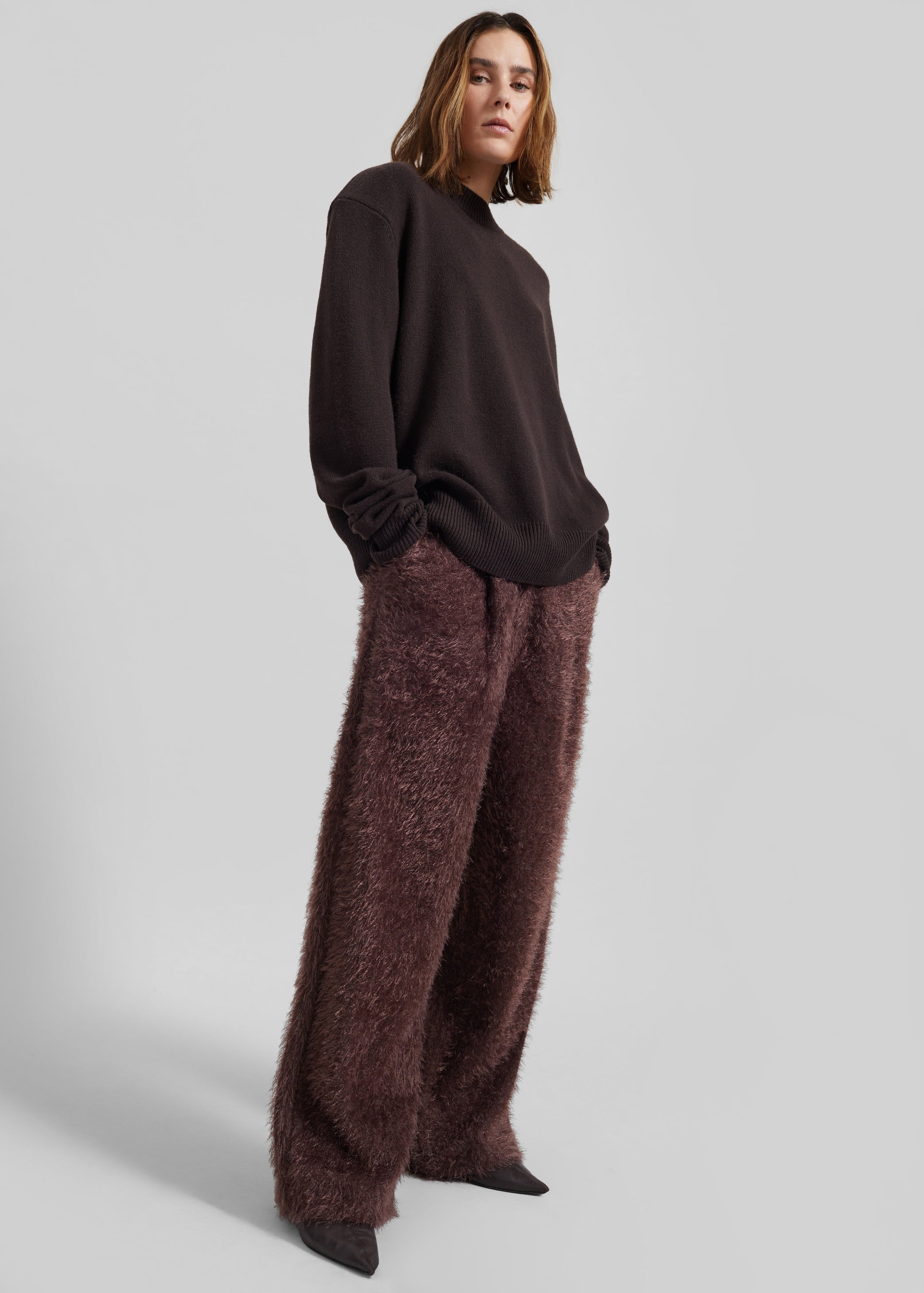 Shop the look image for Melker Furry Pants - Mauve Brown