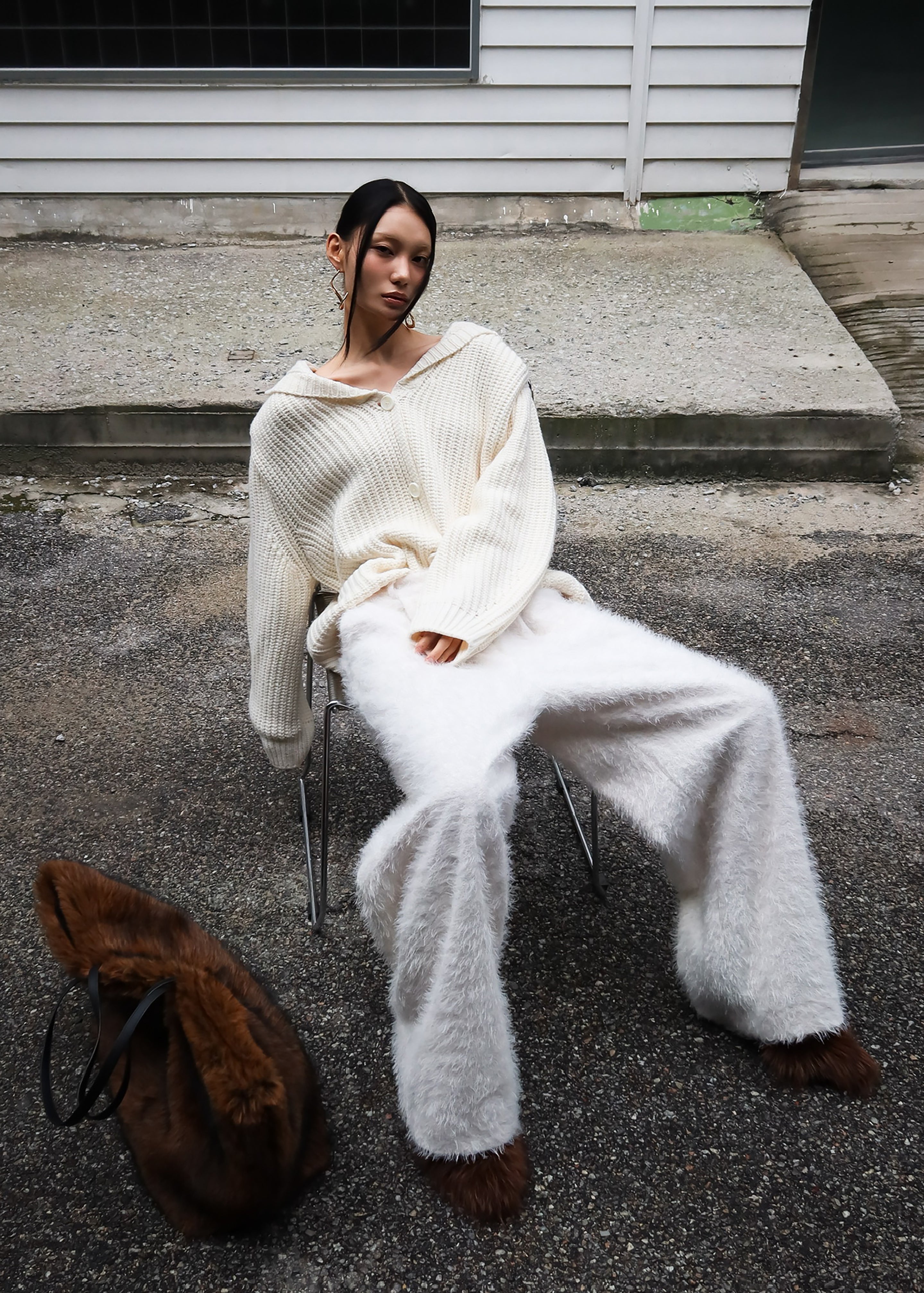 Melker Furry Pants - Off White – The Frankie Shop