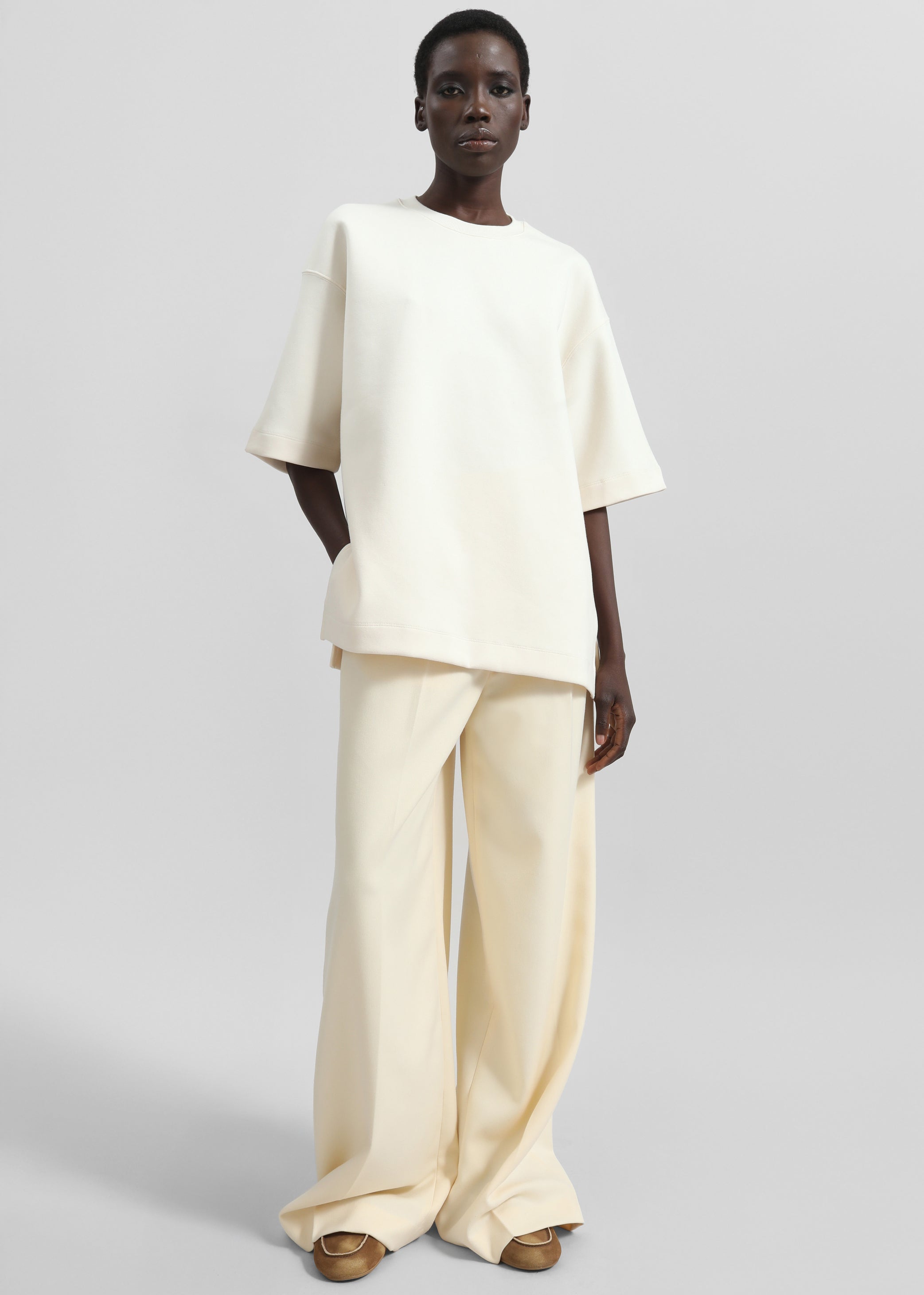 Shop the look image for Kamila Wide Leg Trousers - Light Peach